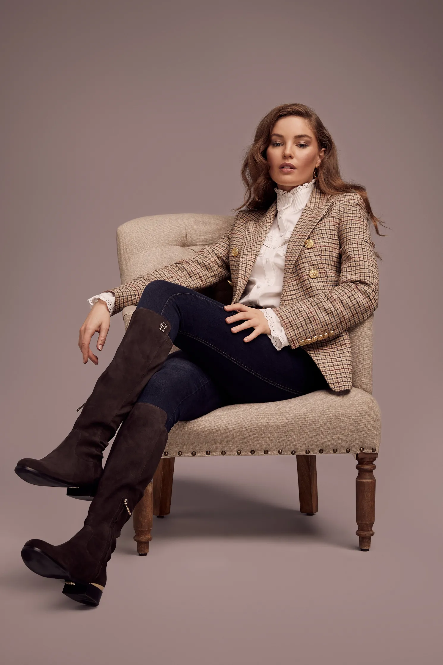 Albany Knee Boot (Chocolate Suede)