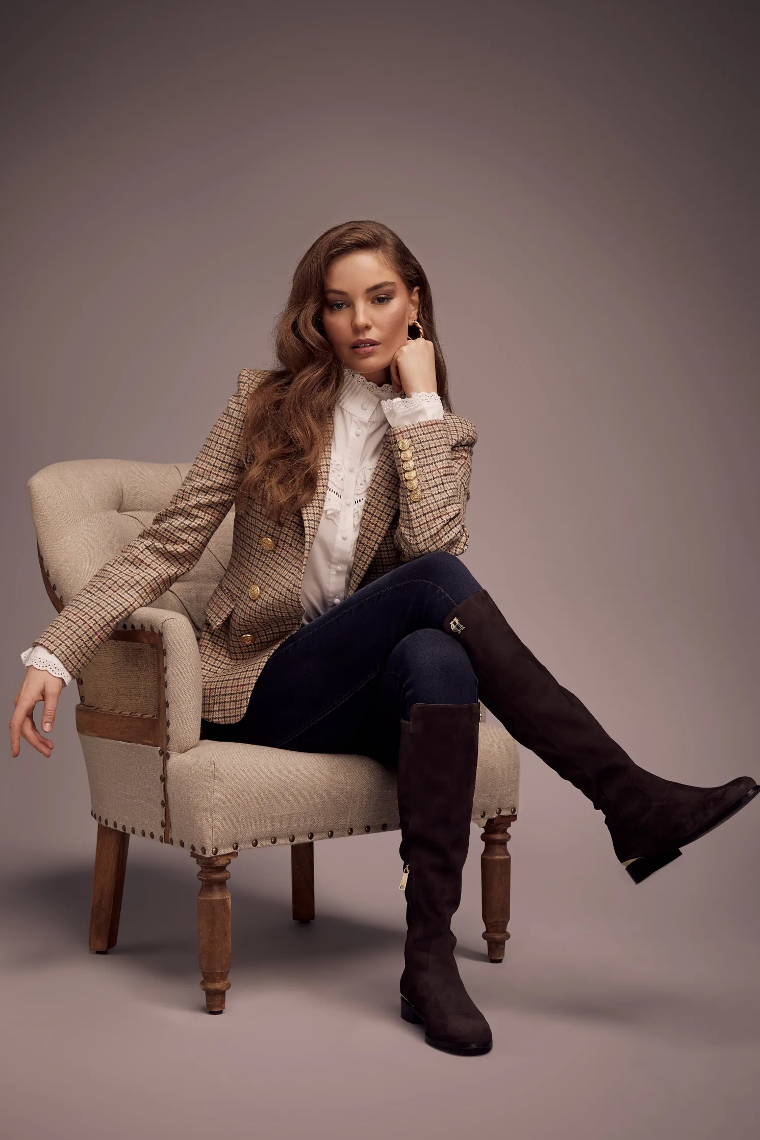 Albany Knee Boot (Chocolate Suede)