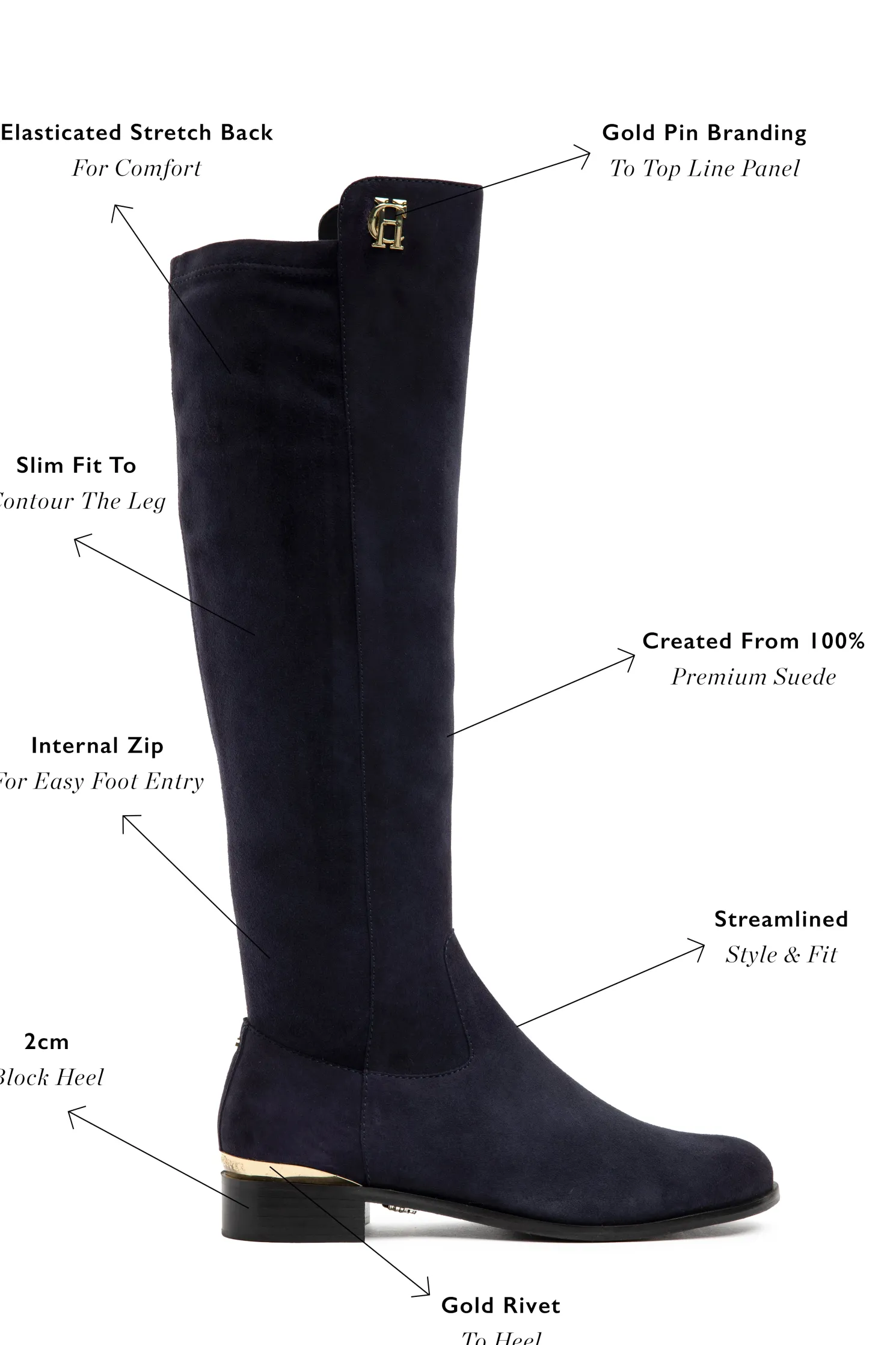 Albany Knee Boot (Ink Navy Suede)