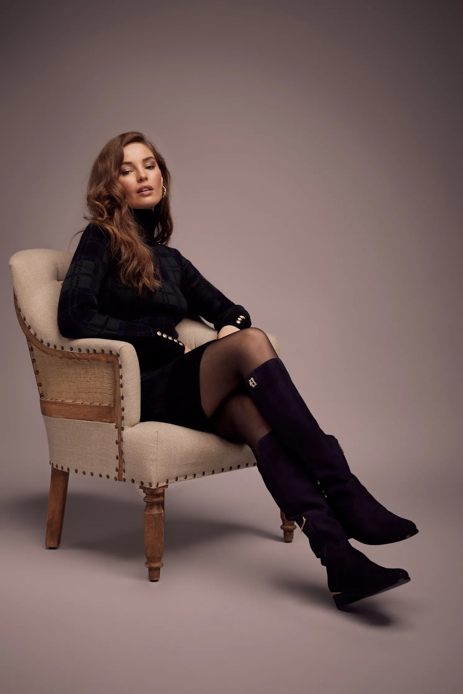 Albany Knee Boot (Ink Navy Suede)