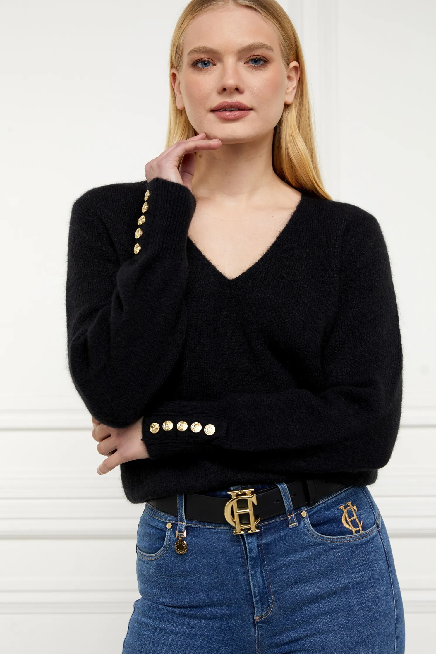 Amelia V-Neck Knit (Black)