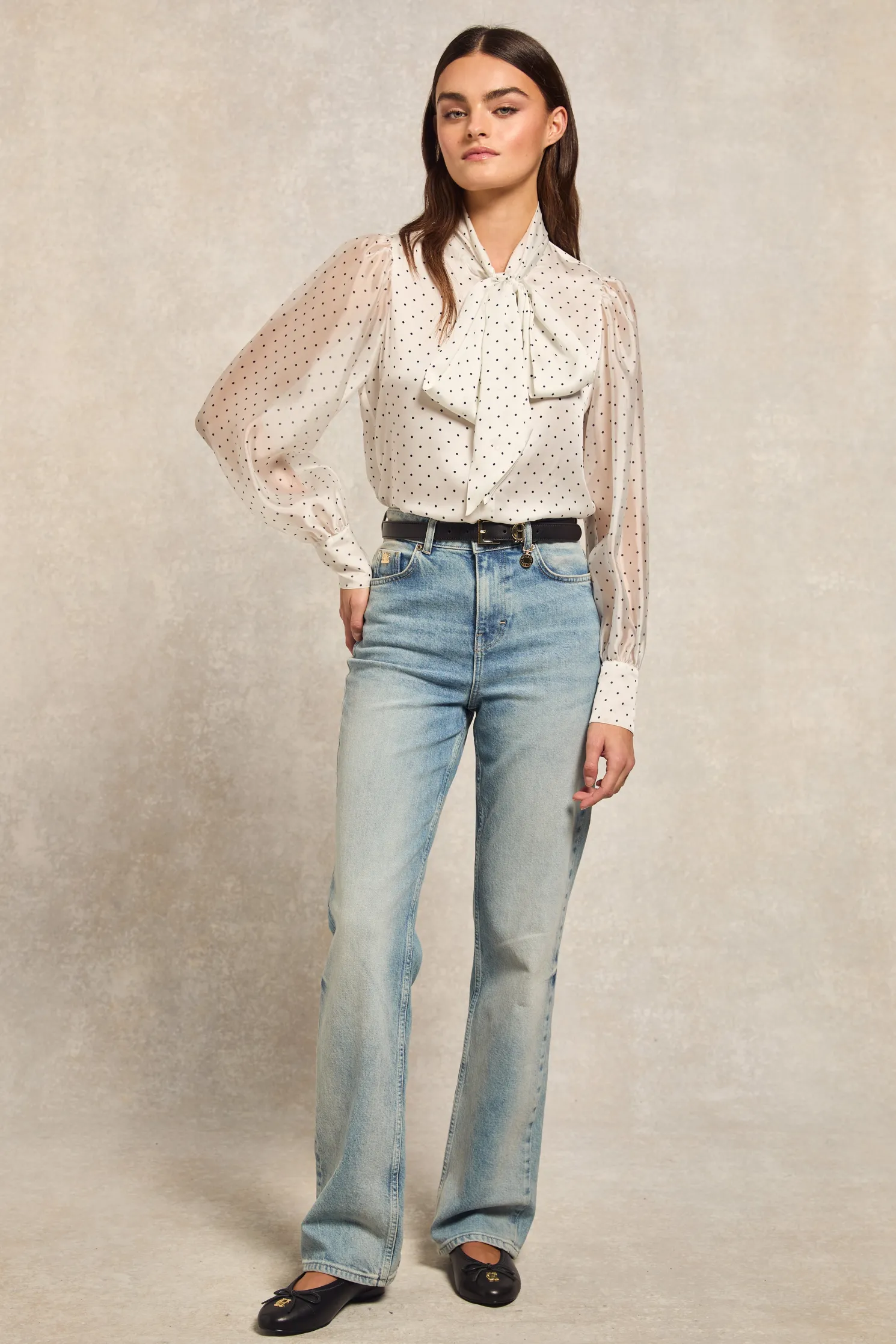 Ariella Blouse (White Polka Dot)