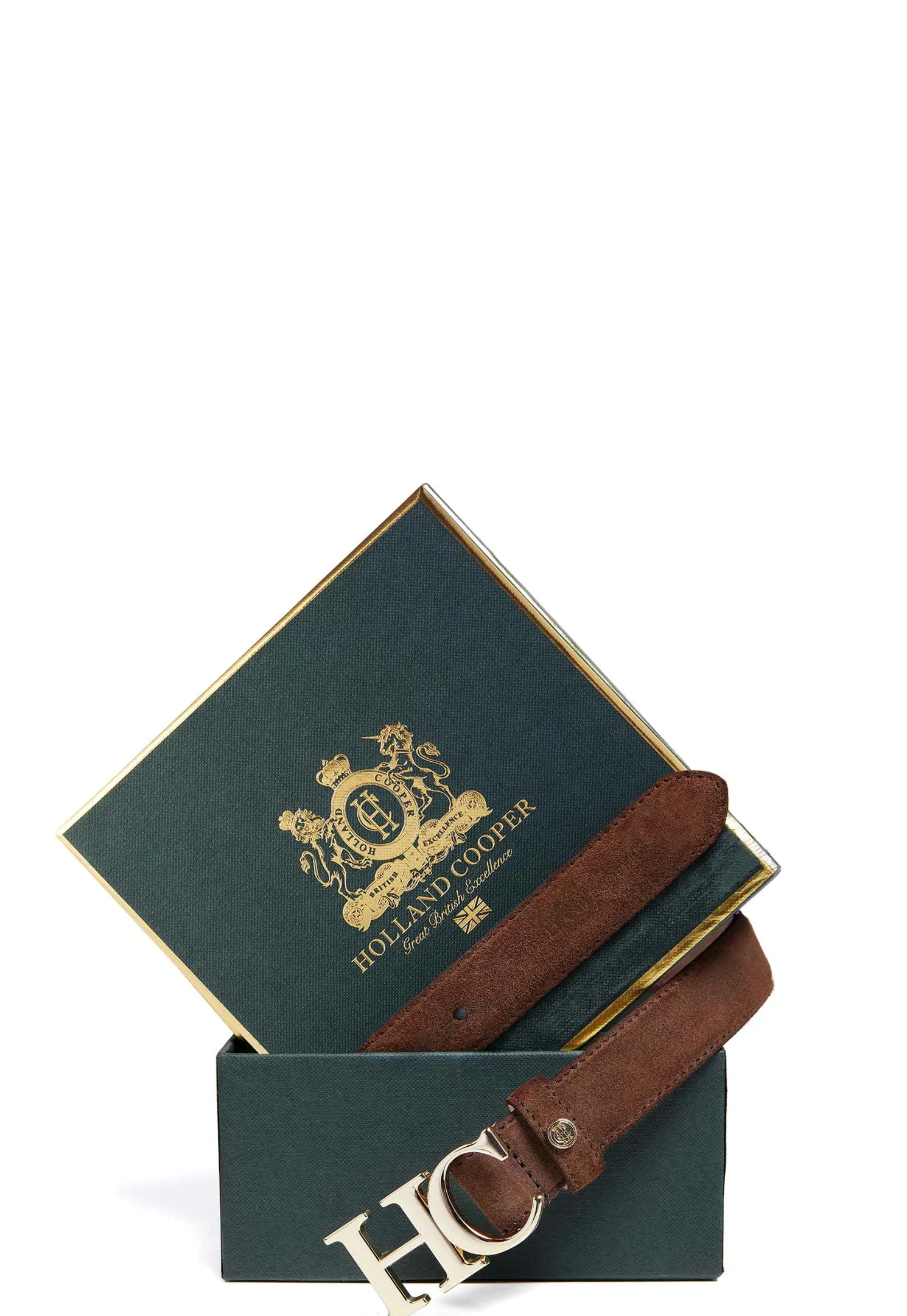 Atelier Slim Logo Belt (Chocolate Suede)