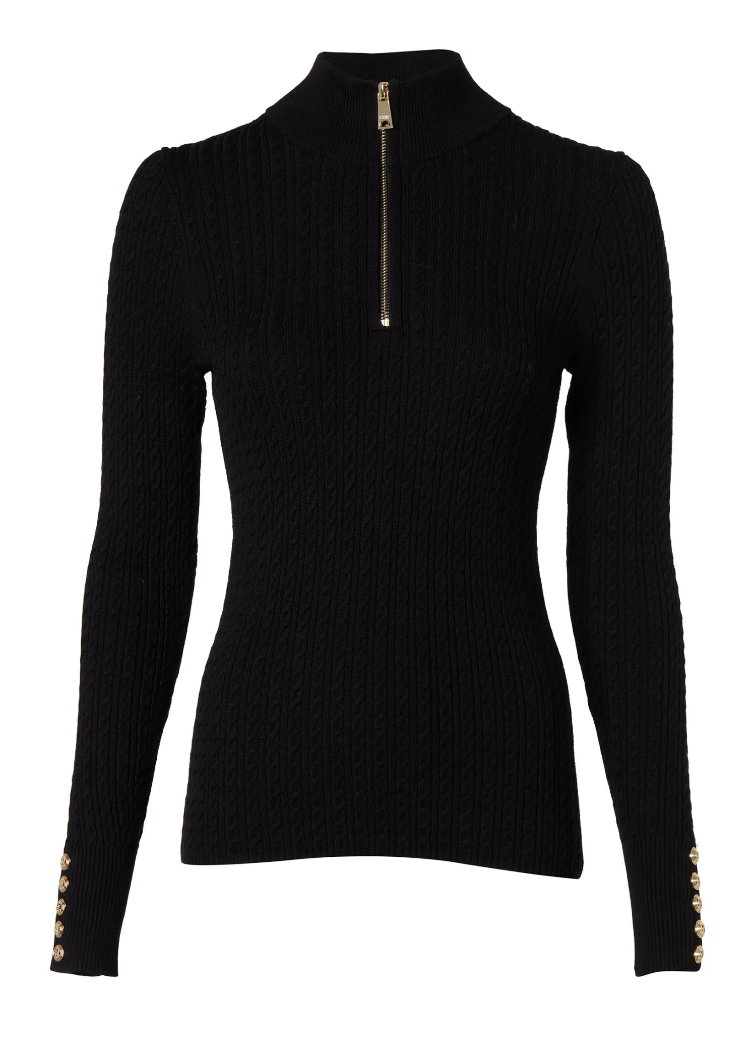Ava Quarter Zip Knit (Black)