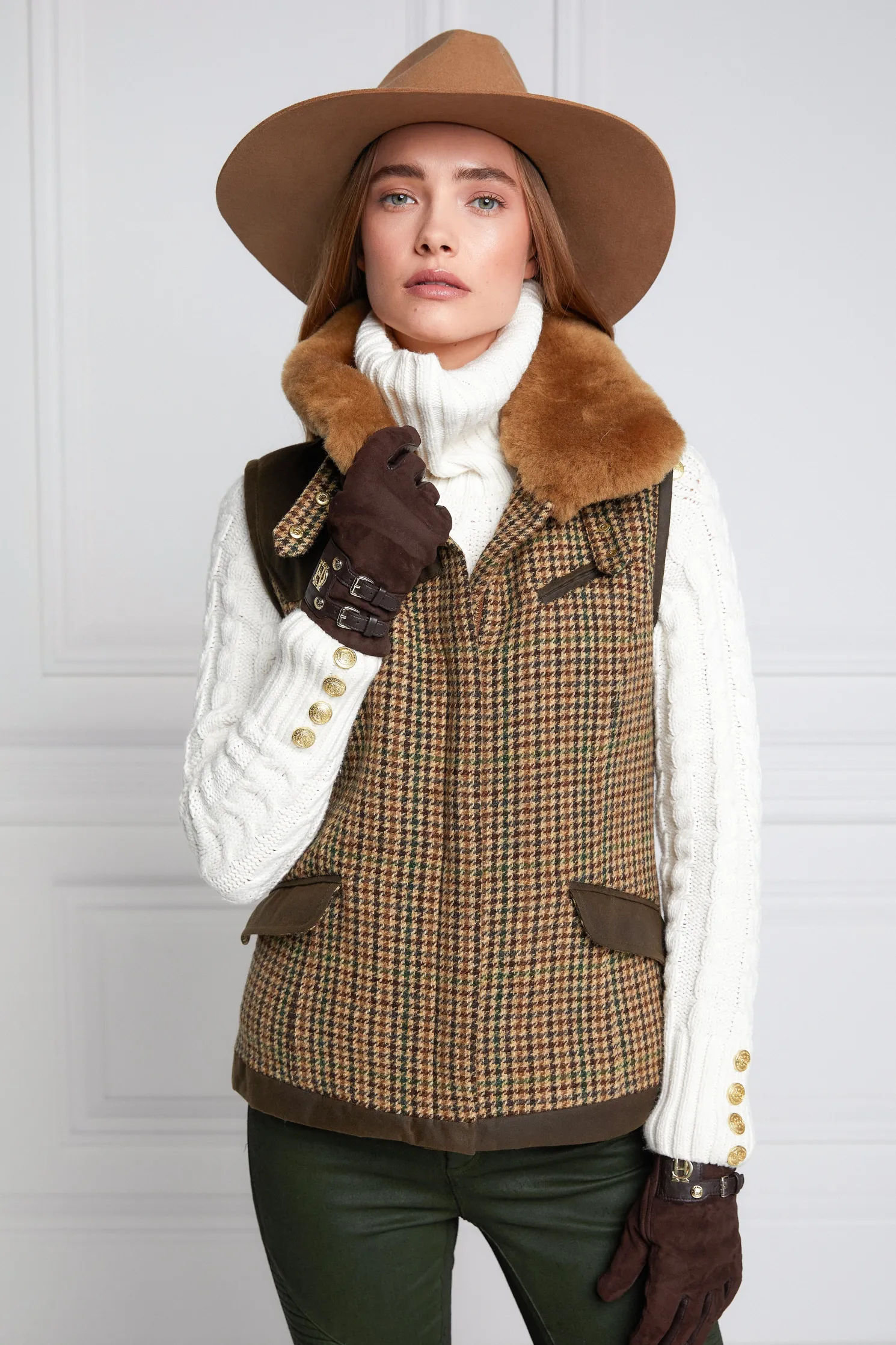 Aviator Gilet (Hailes Green Tweed)