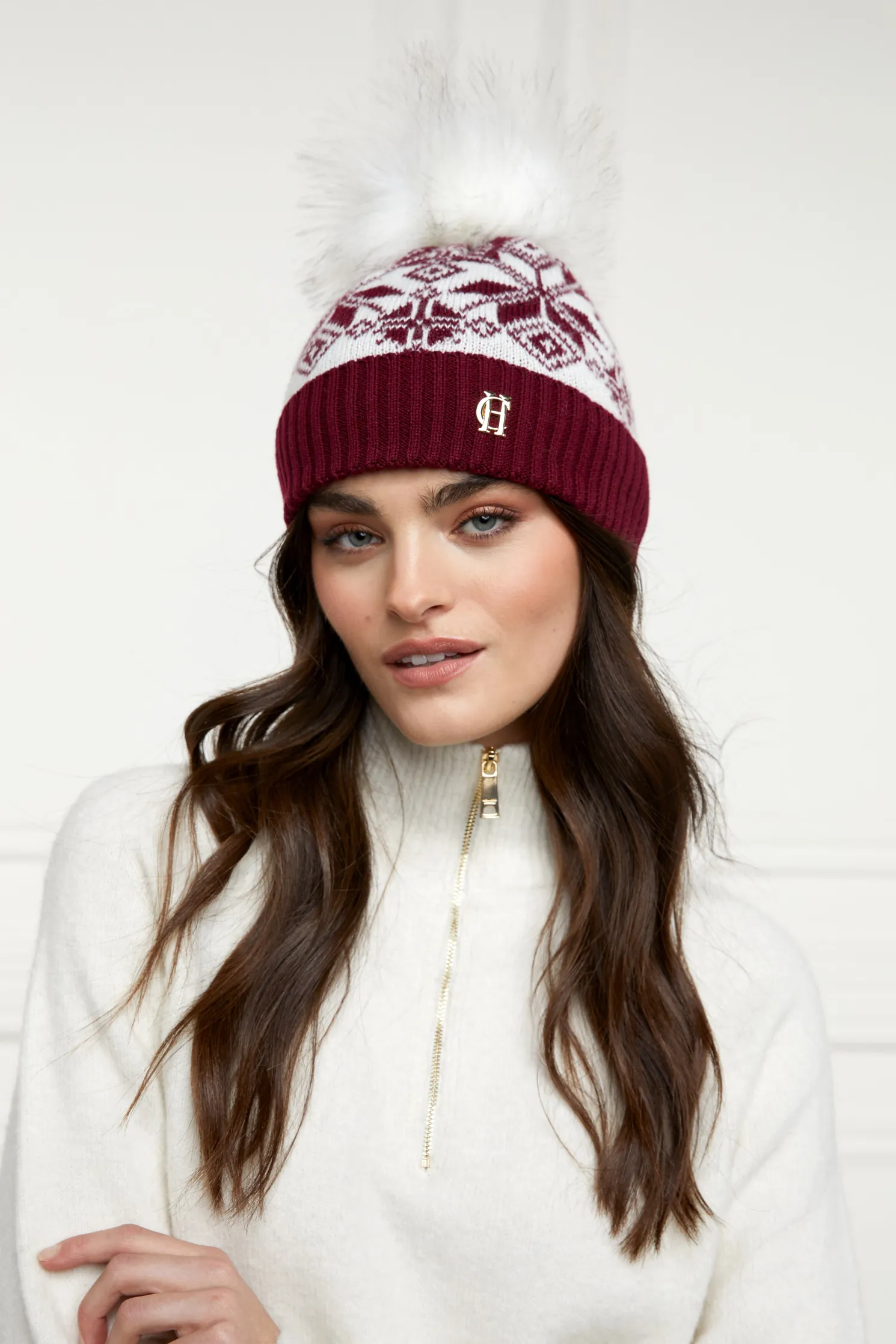 Beatrice Bobble Hat (Merlot Cream)