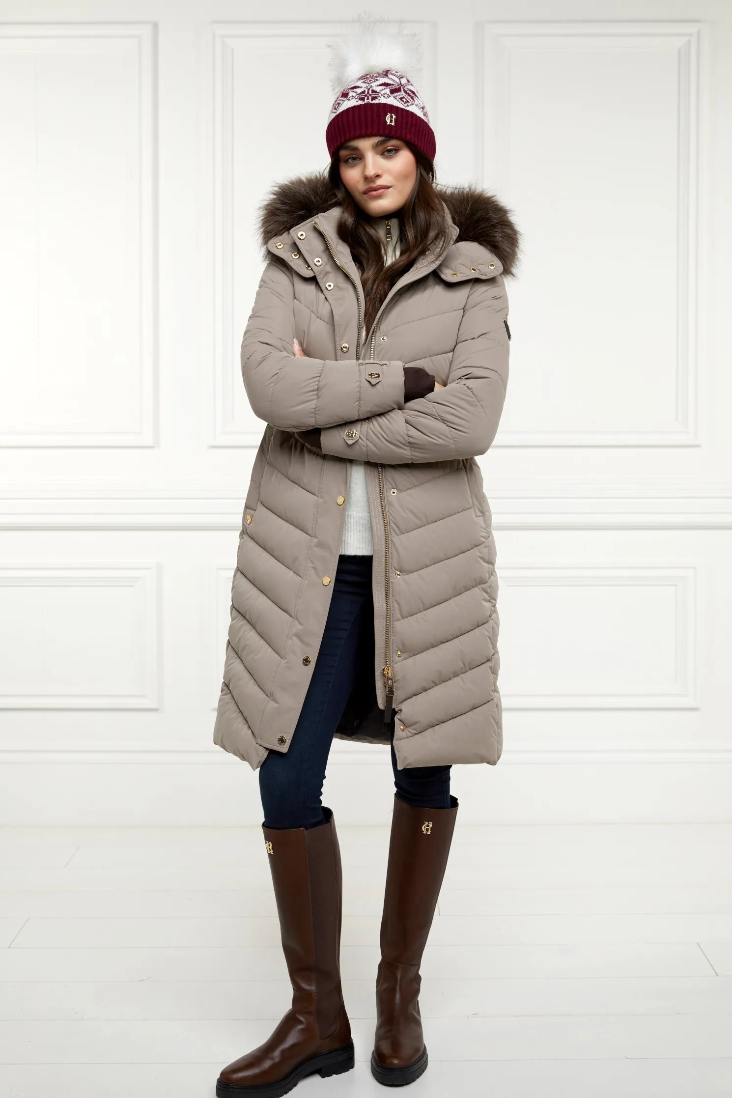 Beatrice Bobble Hat (Merlot Cream)