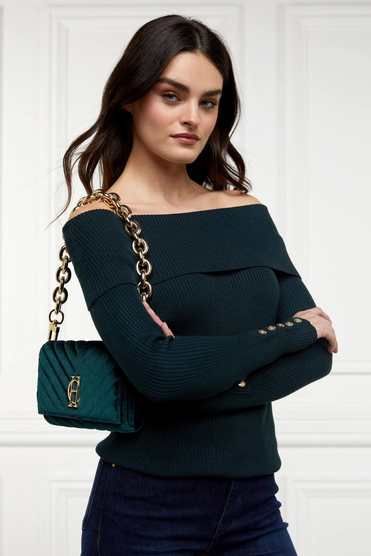Belgravia Clutch Bag (Emerald Velvet)