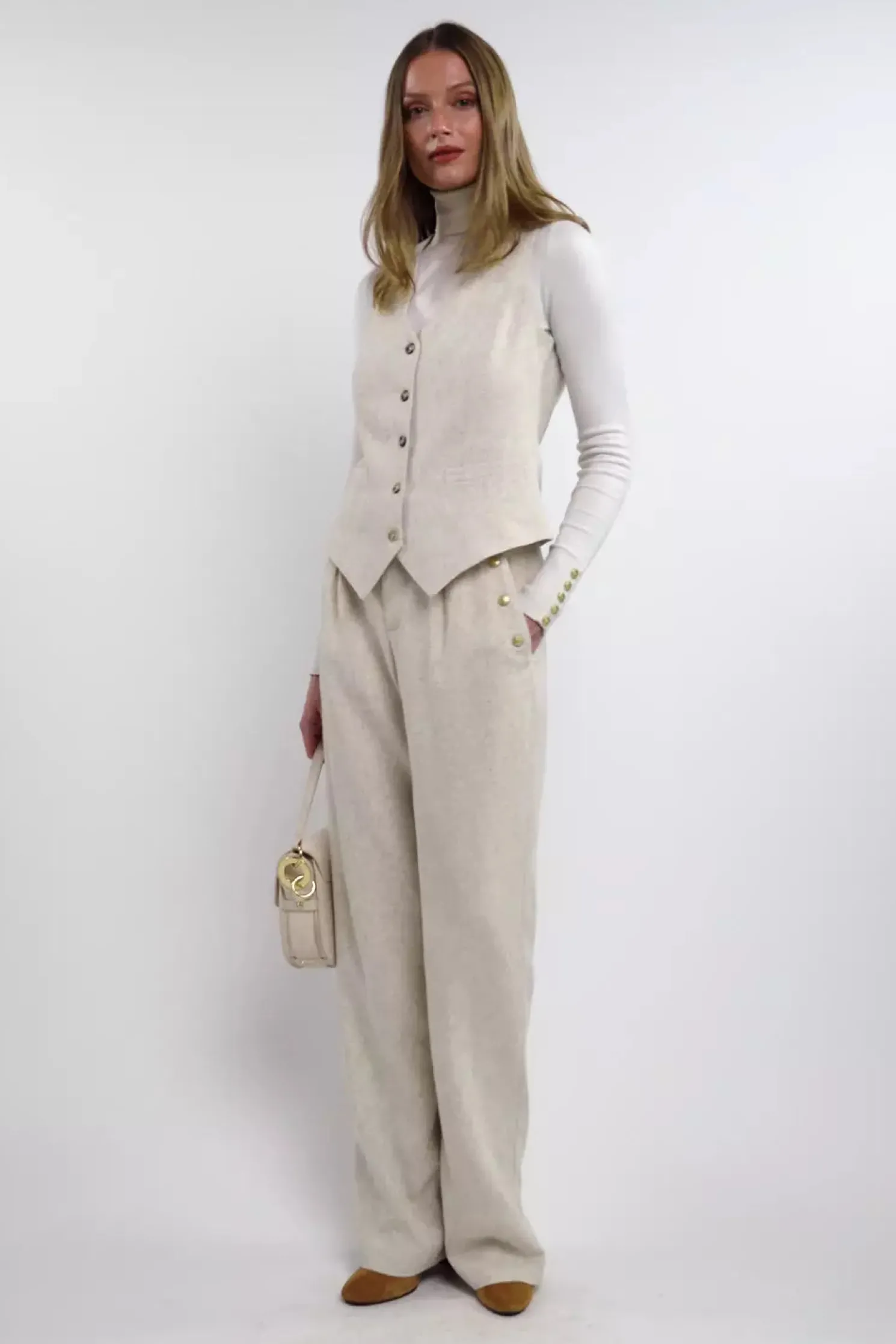 Belgravia Wide Leg Trouser (Natural Linen)