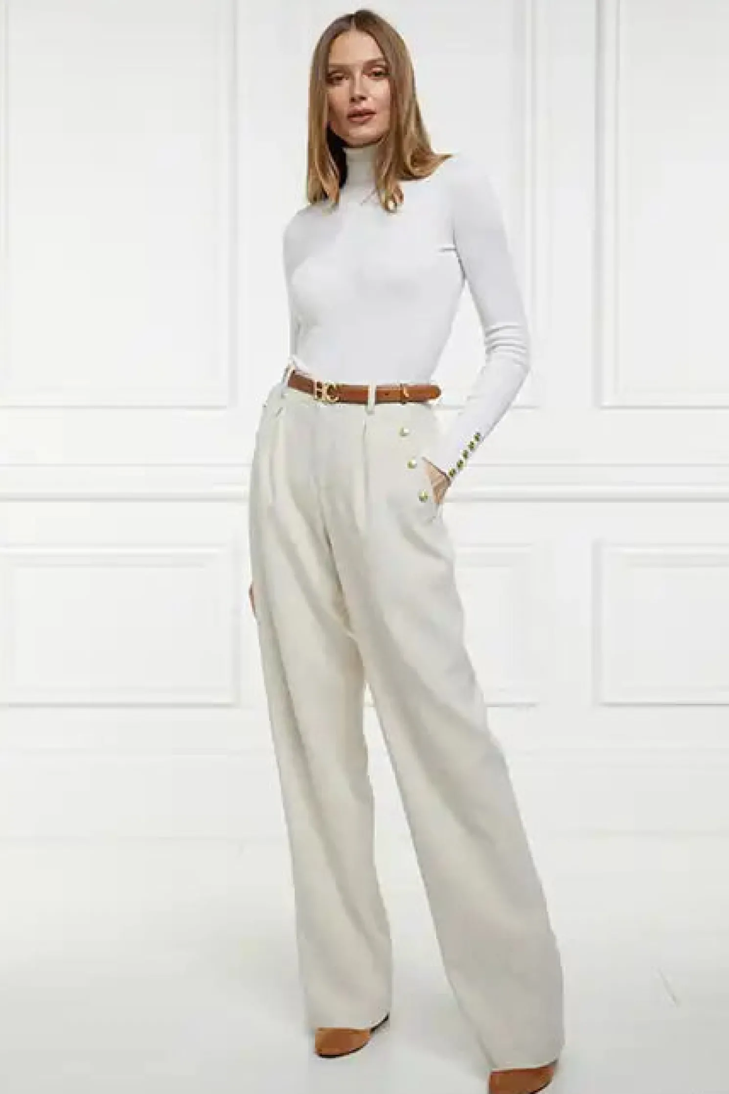 Belgravia Wide Leg Trouser (Natural Linen)