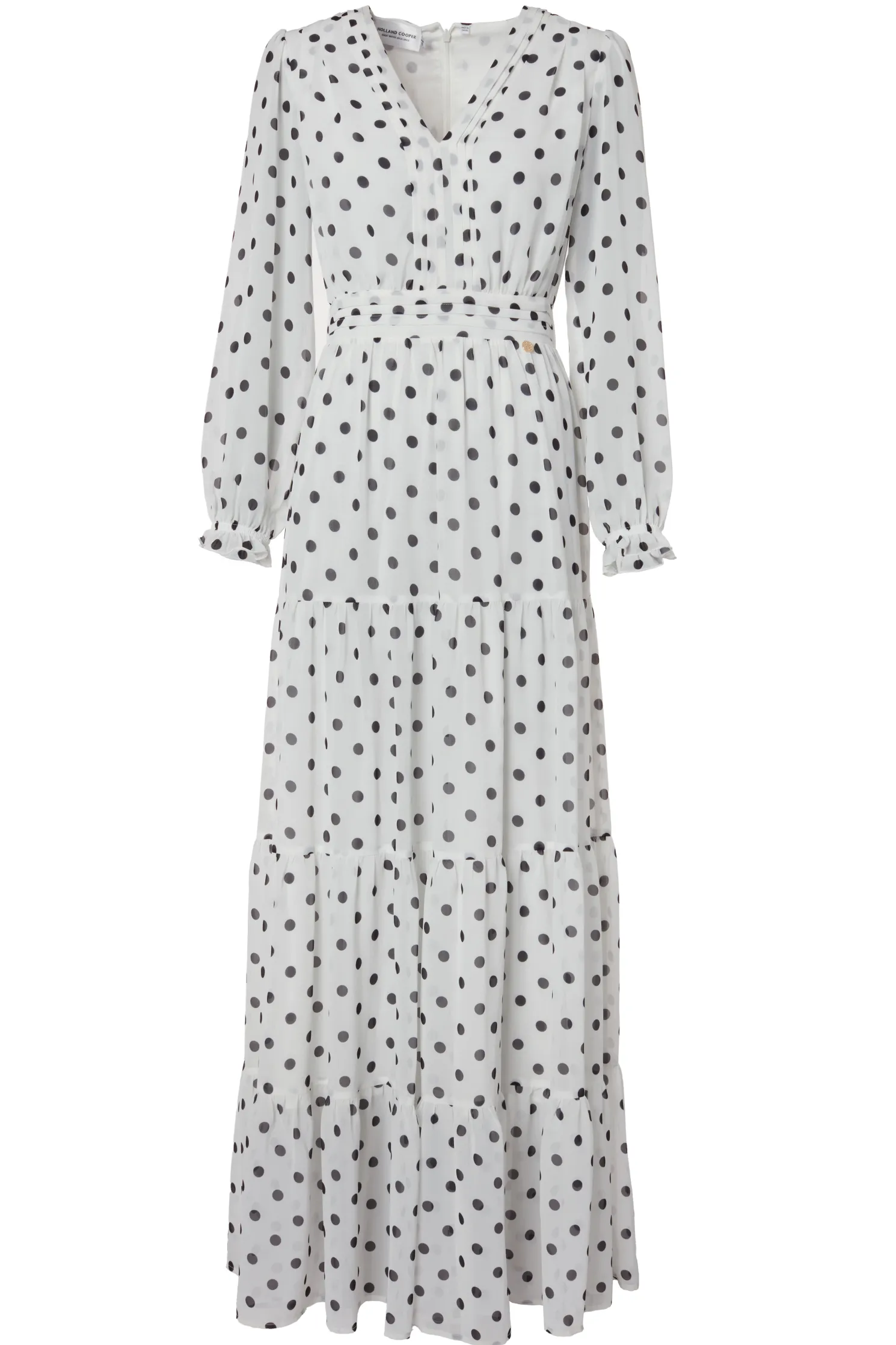 Bella Tiered Maxi Dress (White Black Polka Dot)