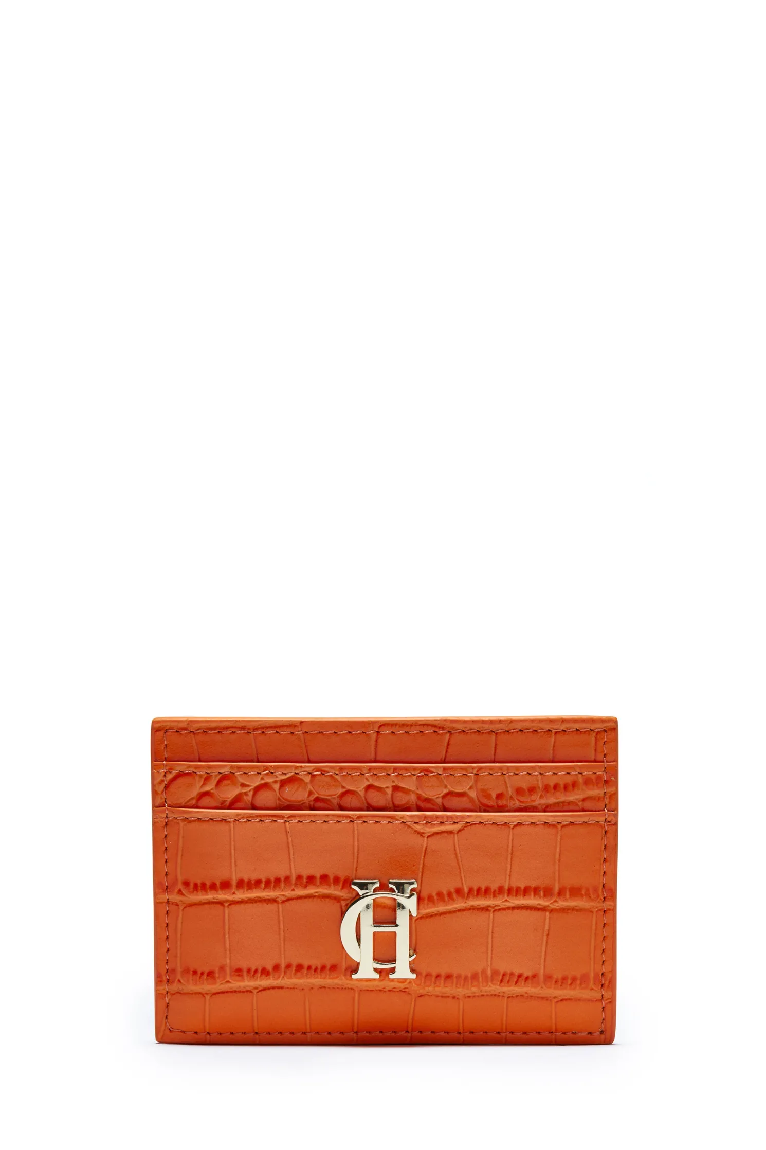 Chelsea Card Holder (Orange Croc)