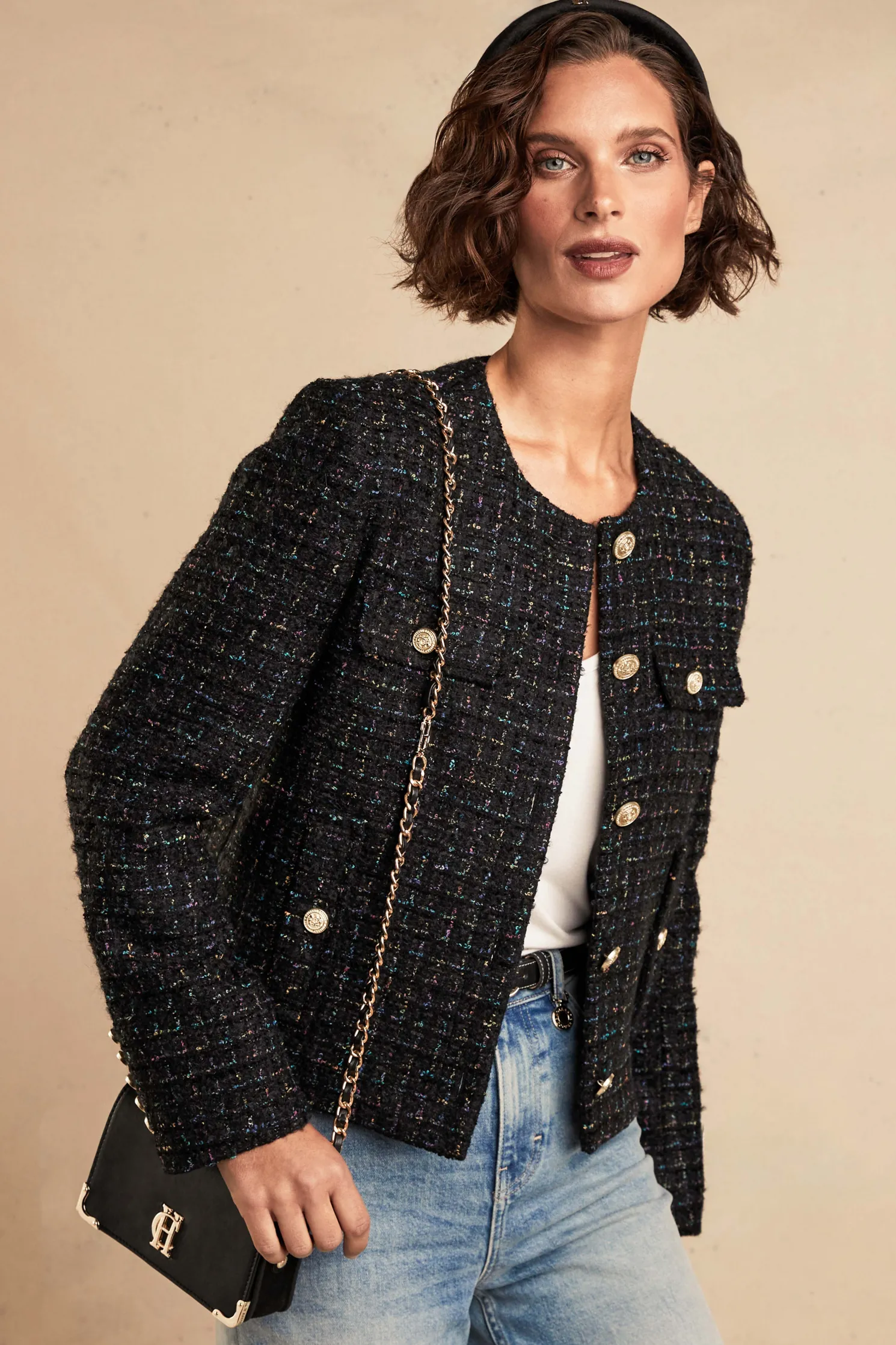 Chelsea Jacket (Black Rainbow Sparkle Tweed)