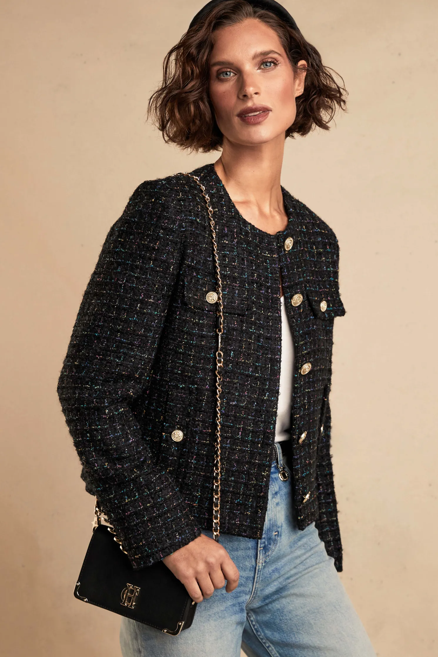 Chelsea Jacket (Black Rainbow Sparkle Tweed)