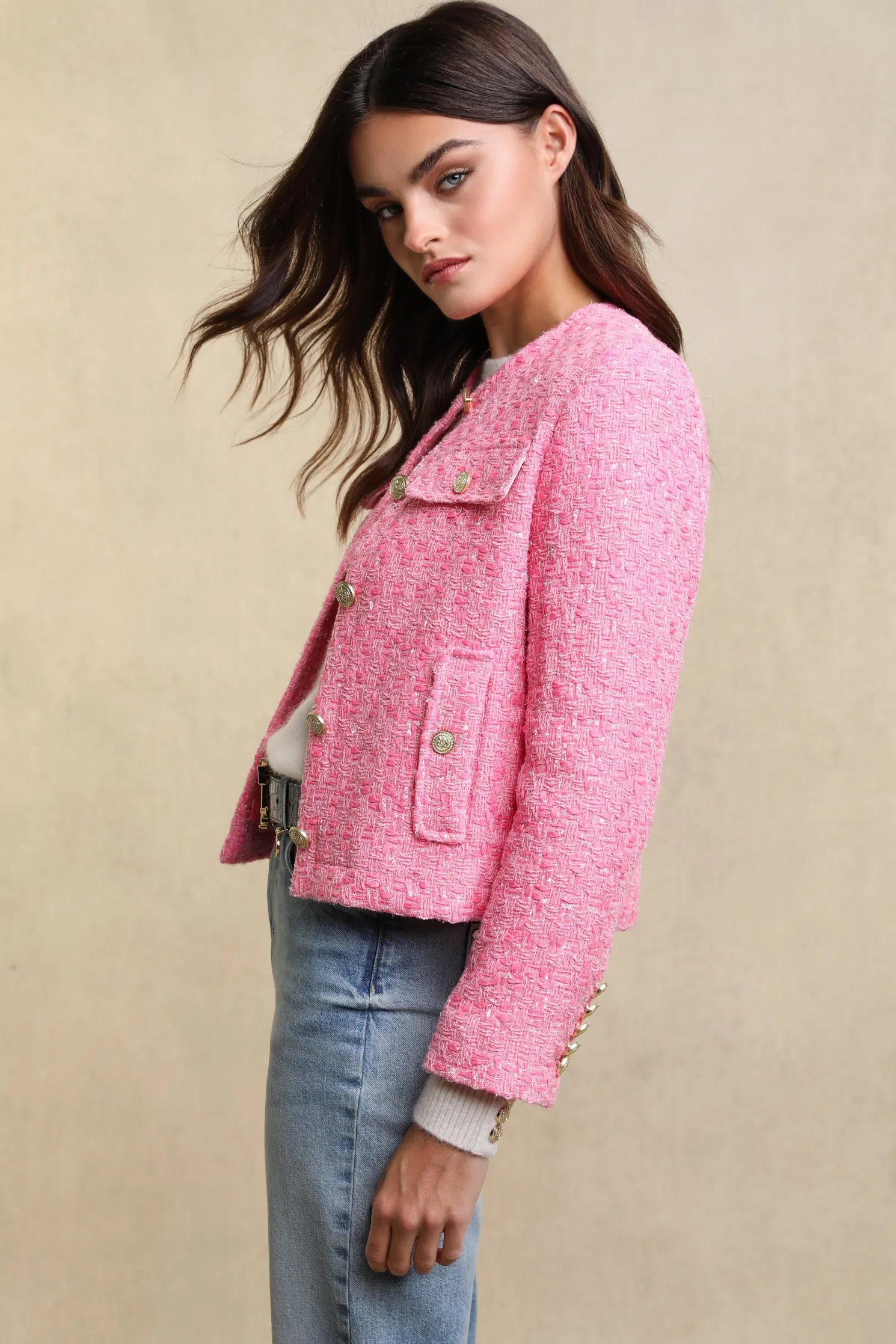 Chelsea Jacket (Pop Pink Boucle)