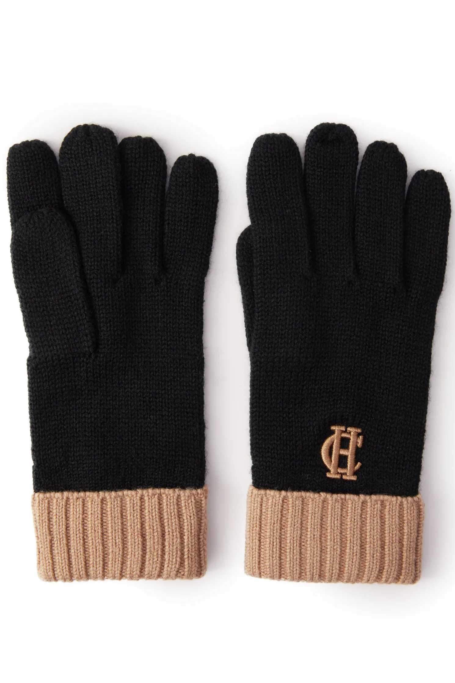 Chelsea Logo Knitted Gloves (Tan Black)
