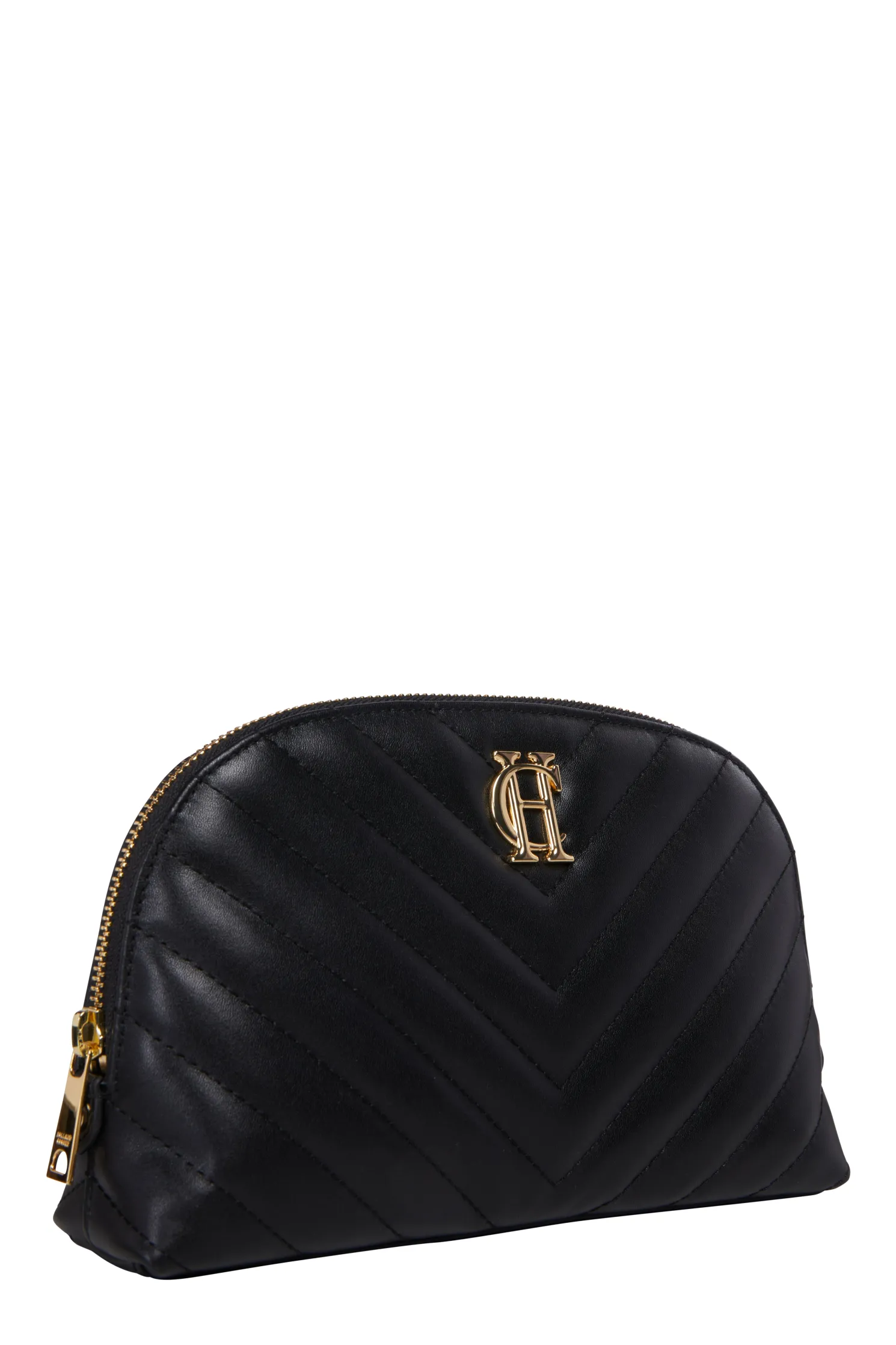 Chelsea Makeup Bag (Black Leather Quilt)