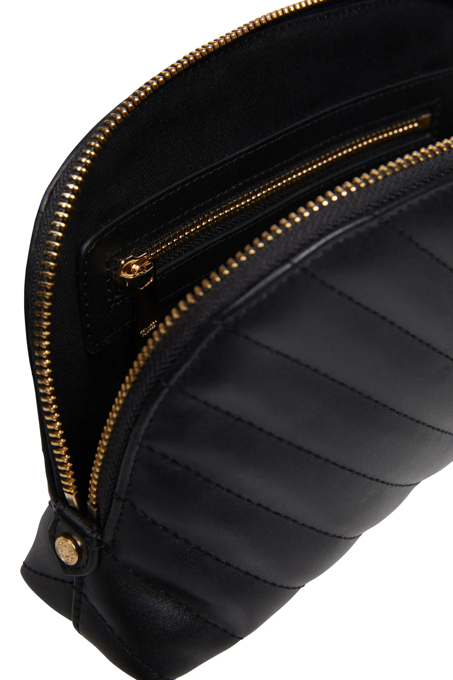 Chelsea Makeup Bag (Black Leather Quilt)