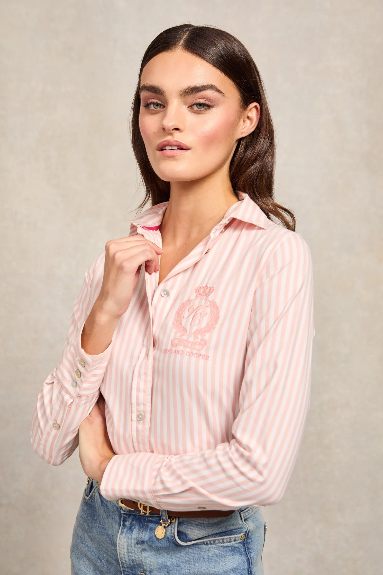 Classic Button Down Shirt (Pink Stripe)