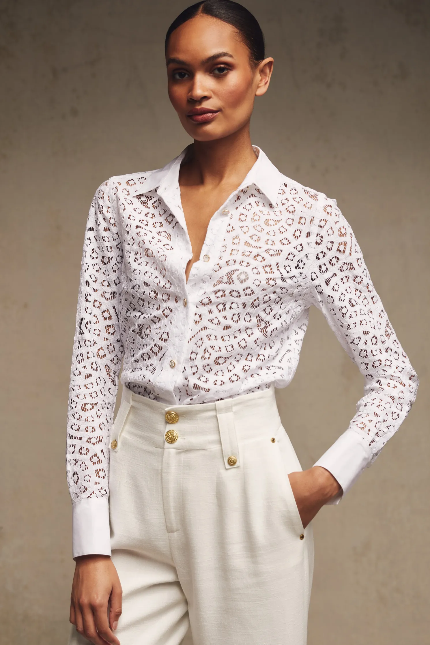 Classic Lace Shirt (White)