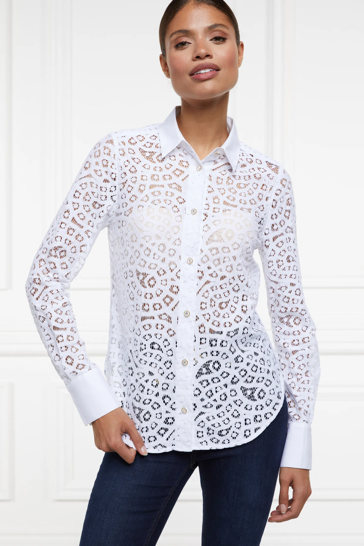 Classic Lace Shirt (White)