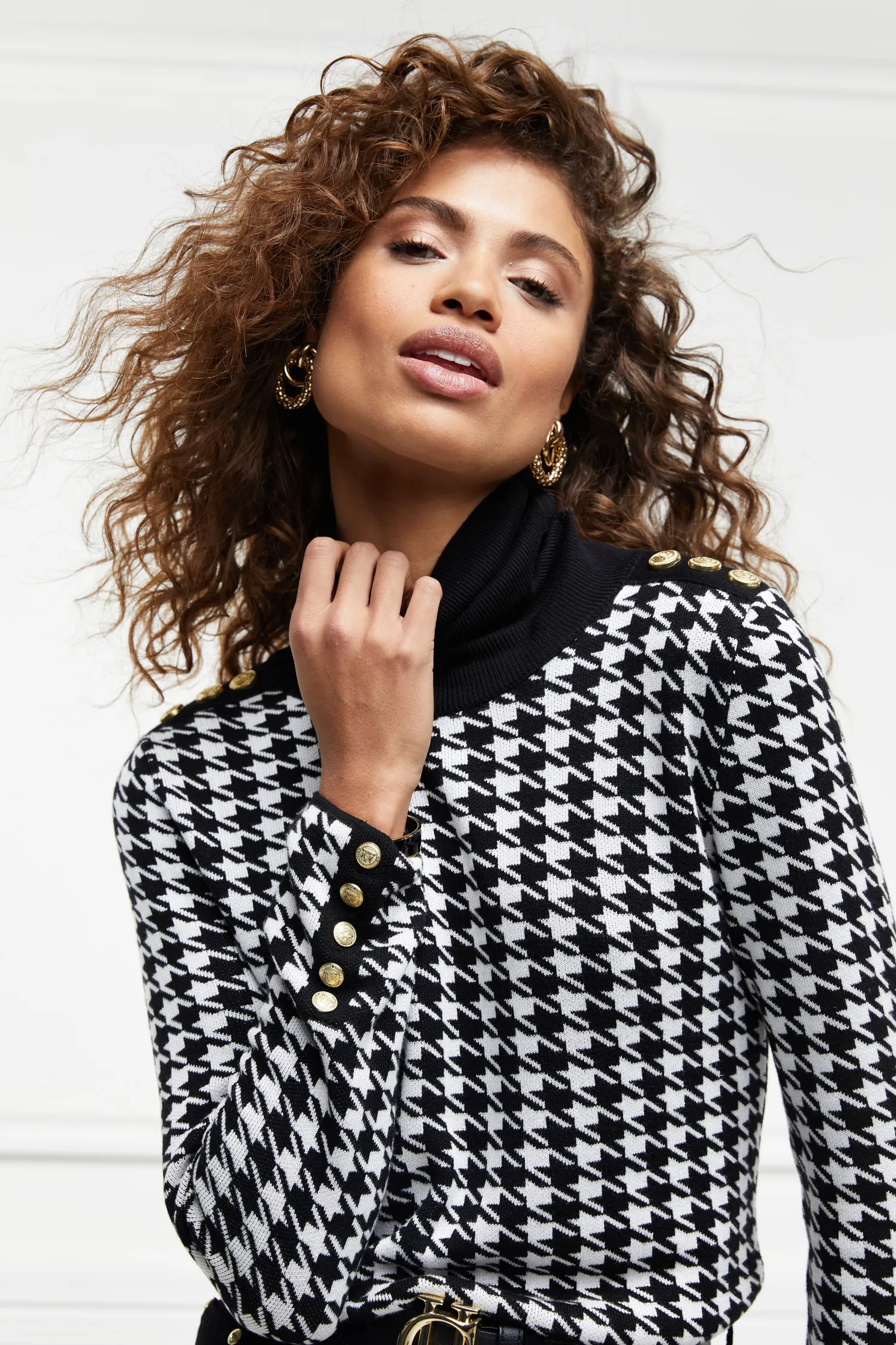 Classic Roll Neck Knit (Houndstooth)