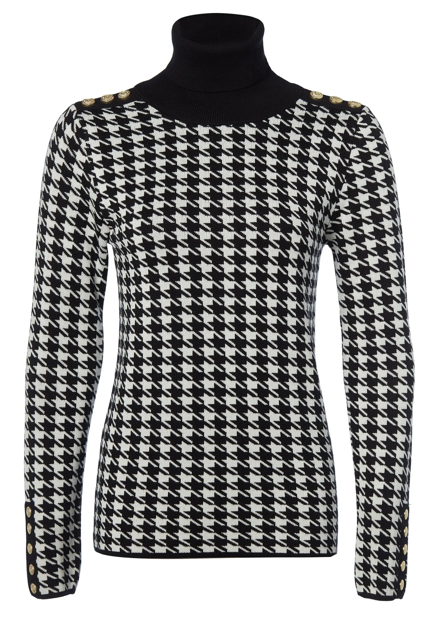 Classic Roll Neck Knit (Houndstooth)