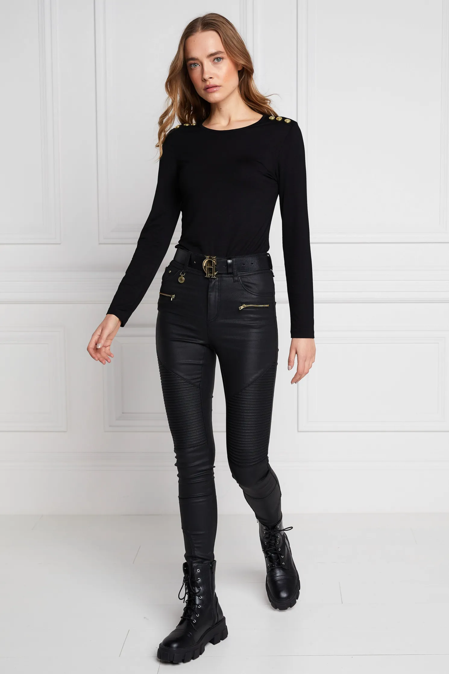 Coated Biker Jean (Black)
