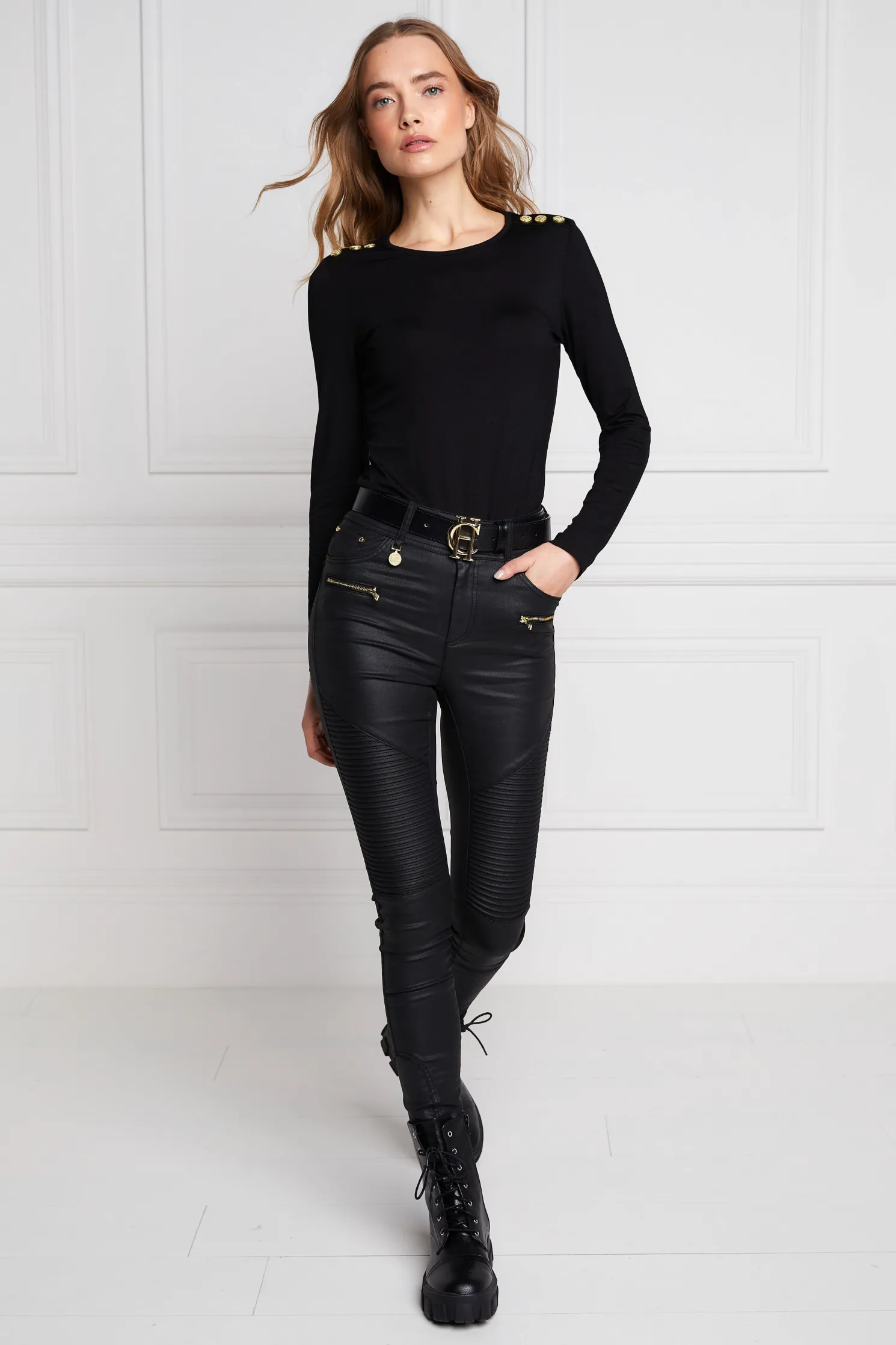 Coated Biker Jean (Black)