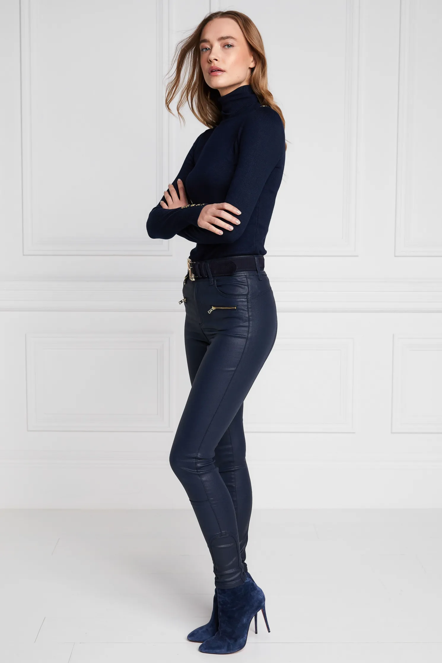 Coated Jodhpur Jean (Navy)