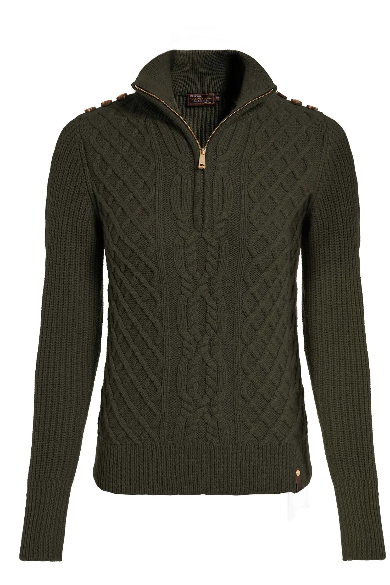 Country Cable Quarter Zip Knit (Forest Green)