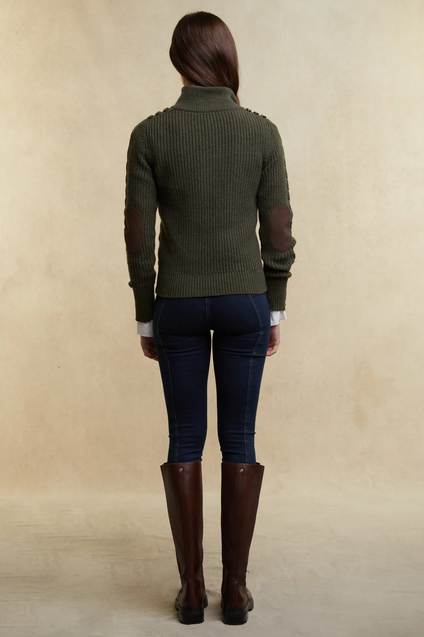 Country Cable Quarter Zip Knit (Forest Green)