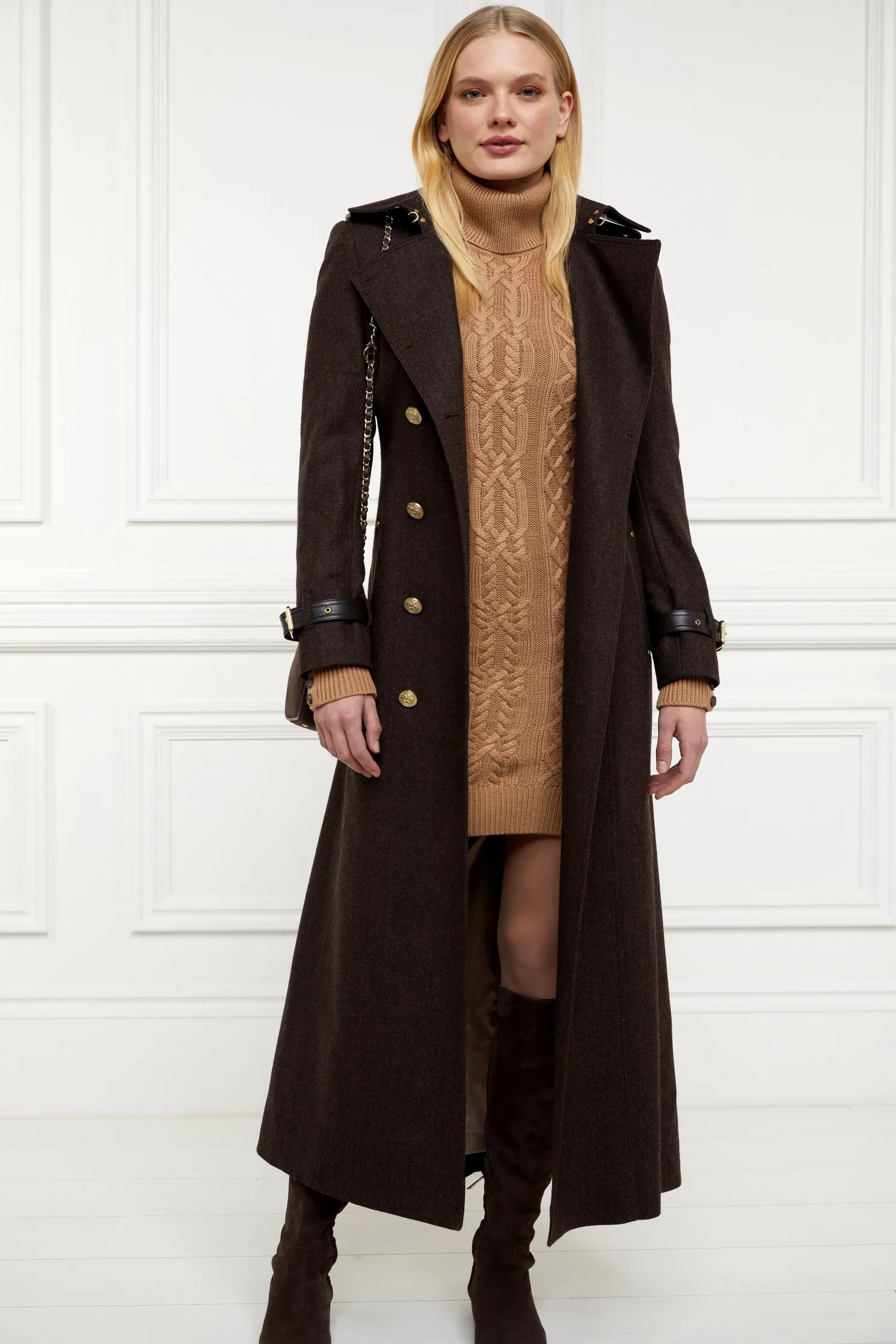 Country Roll Neck Dress (Caramel)