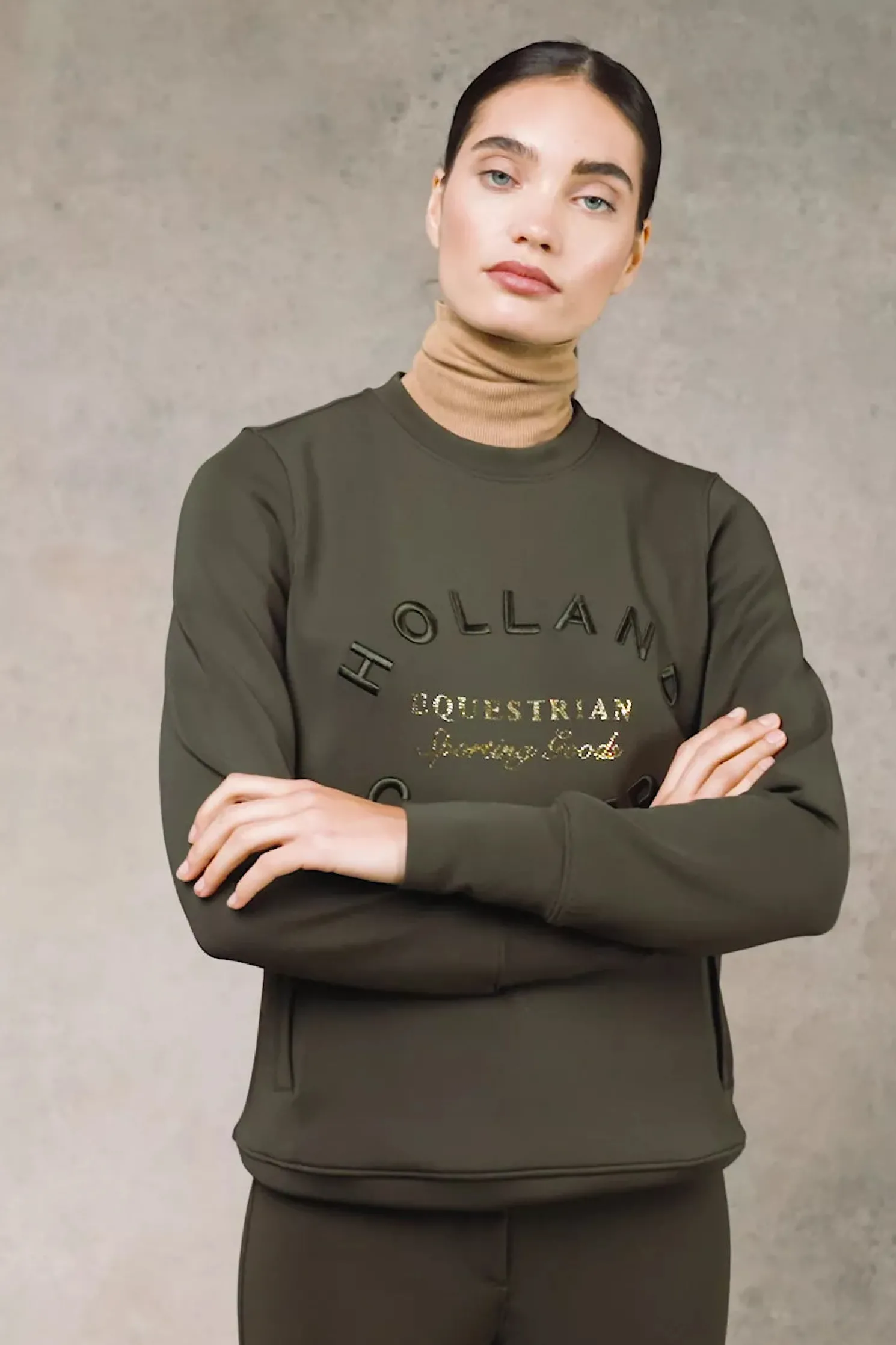 Crystal Crew Neck Sweat (Dark Olive)