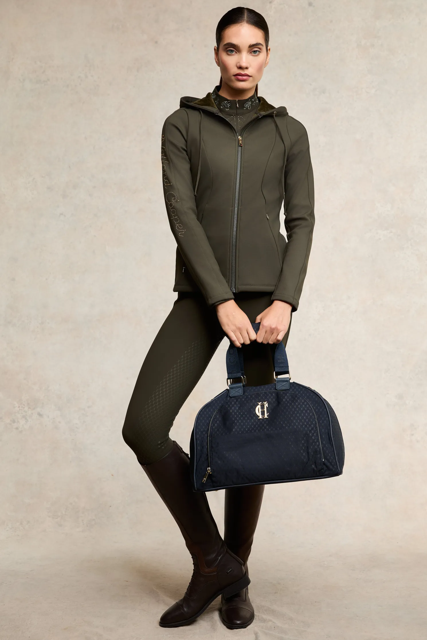 Crystal Zip Hoodie (Dark Olive)