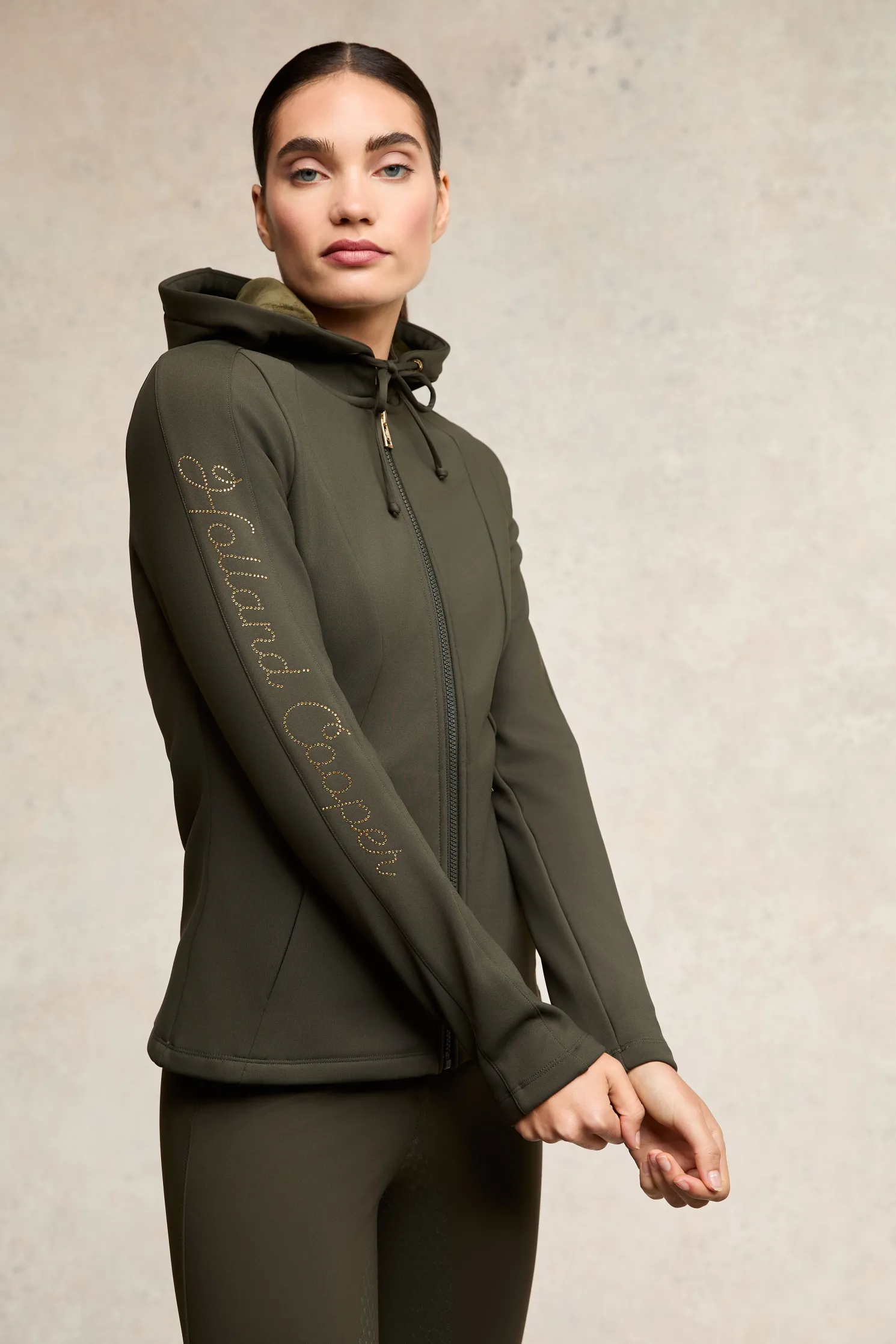 Crystal Zip Hoodie (Dark Olive)