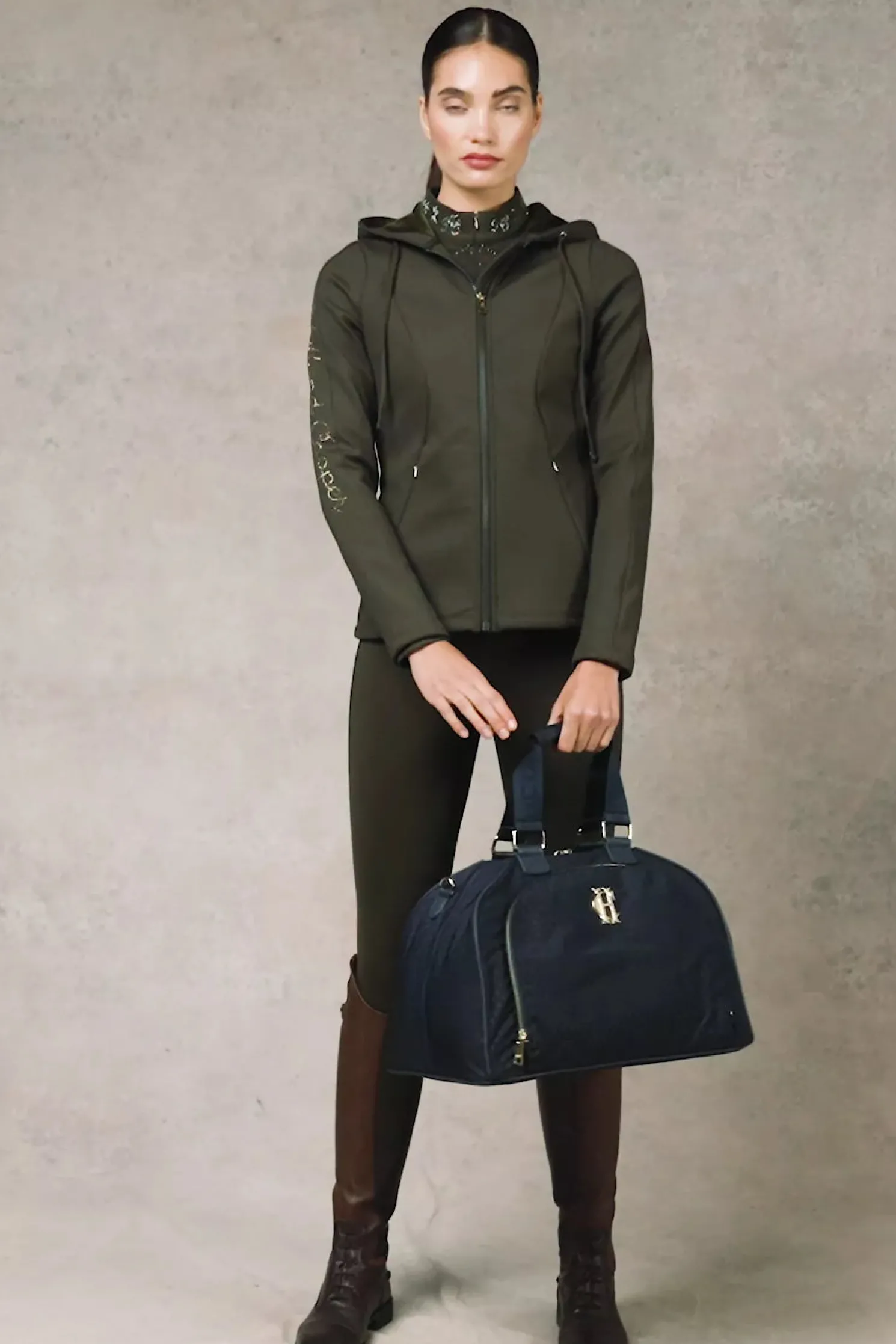 Crystal Zip Hoodie (Dark Olive)