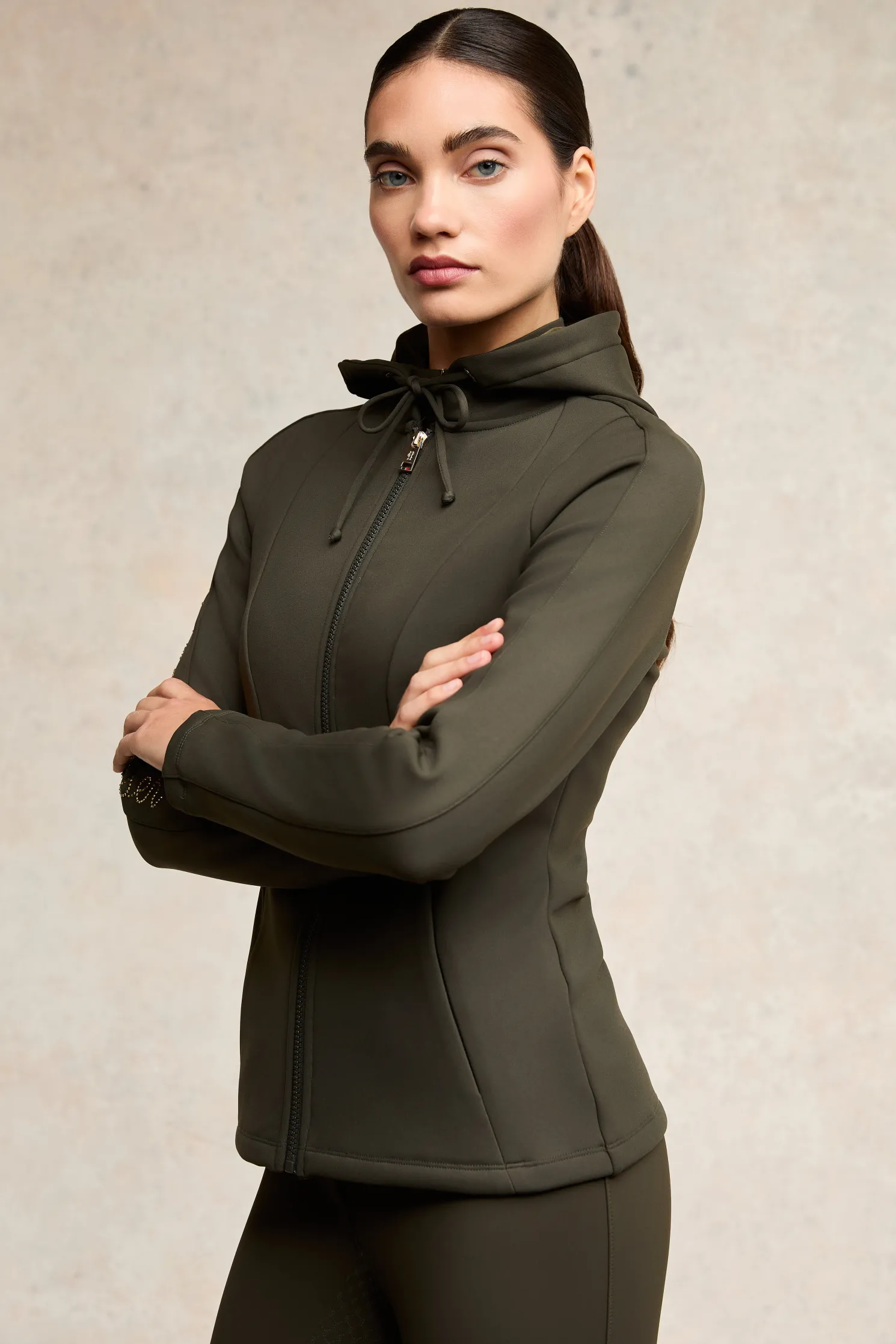 Crystal Zip Hoodie (Dark Olive)