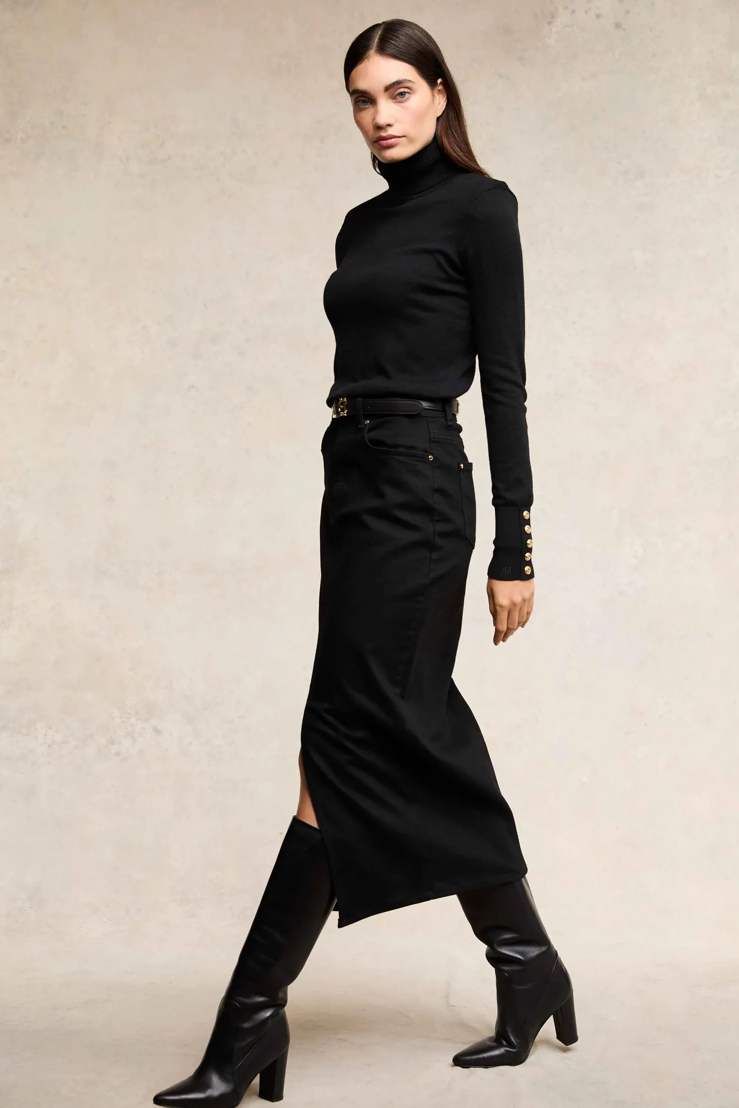 Denim Maxi Skirt (Black)