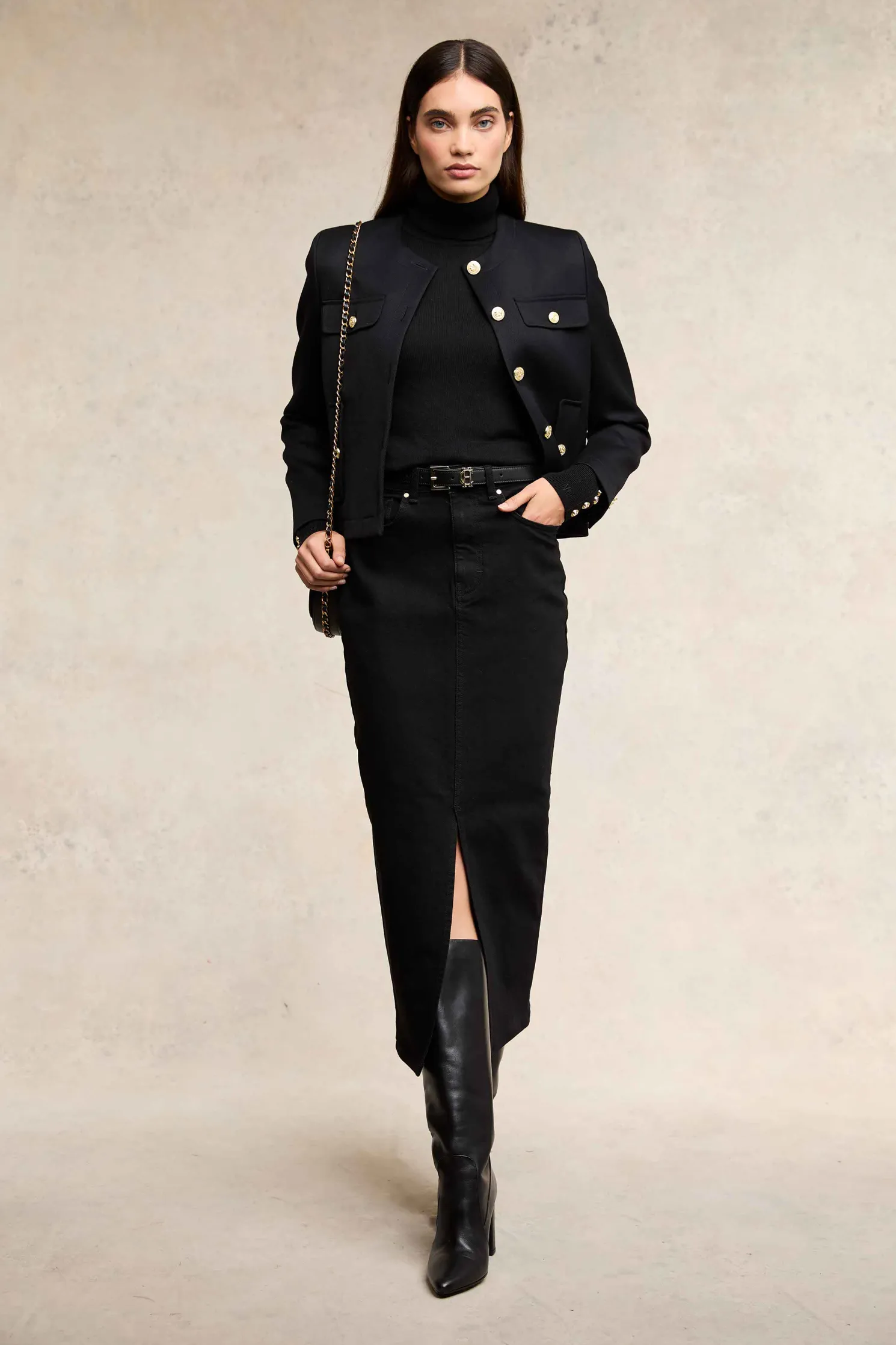 Denim Maxi Skirt (Black)