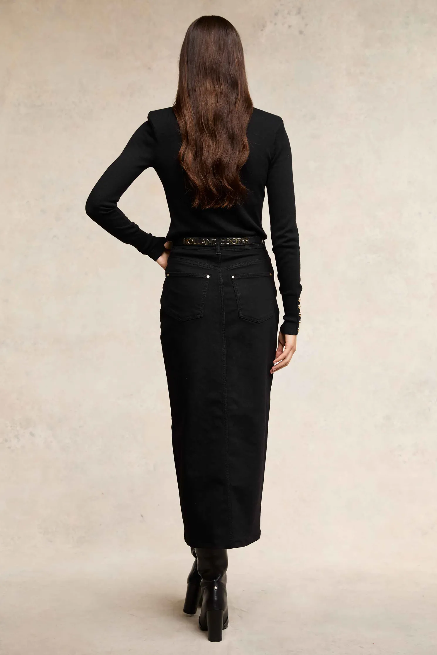 Denim Maxi Skirt (Black)