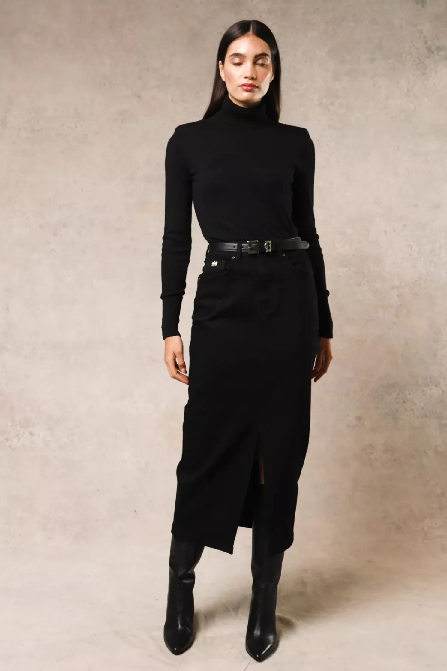 Denim Maxi Skirt (Black)