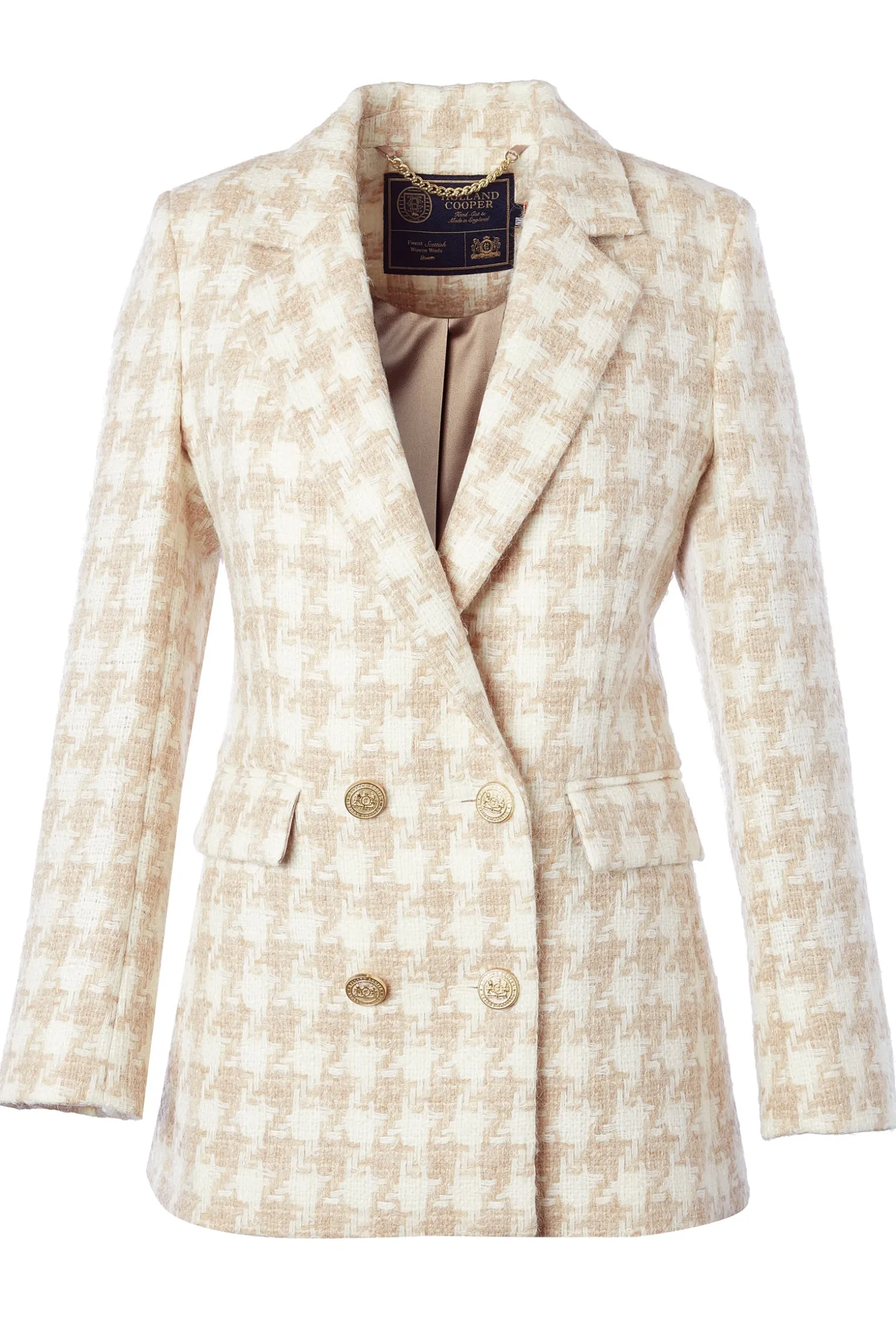 Double Breasted Blazer (Camel Houndstooth)