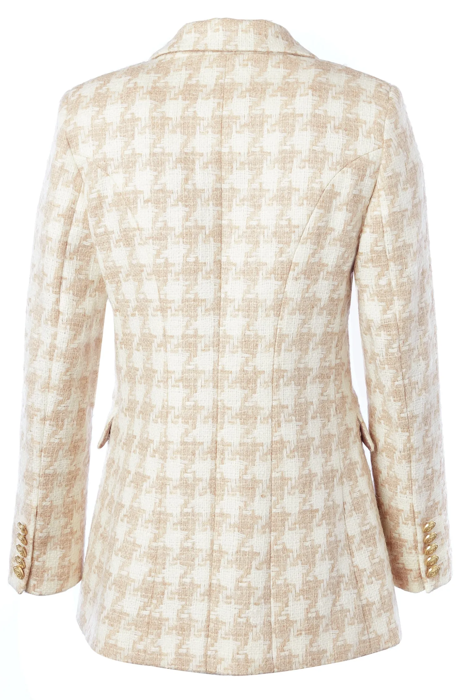 Double Breasted Blazer (Camel Houndstooth)