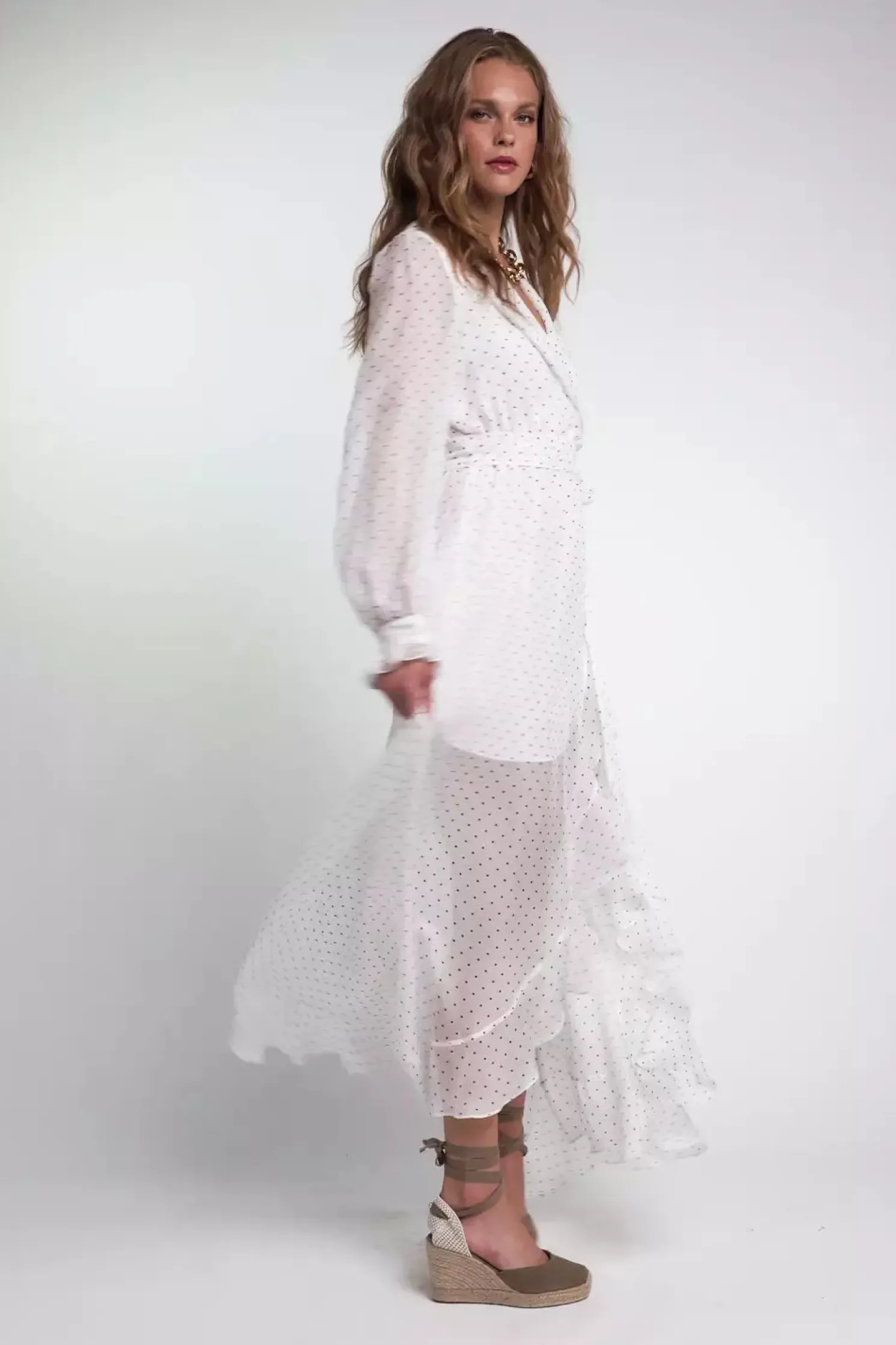 Ellisa Maxi Dress (Ecru Polka Dot)