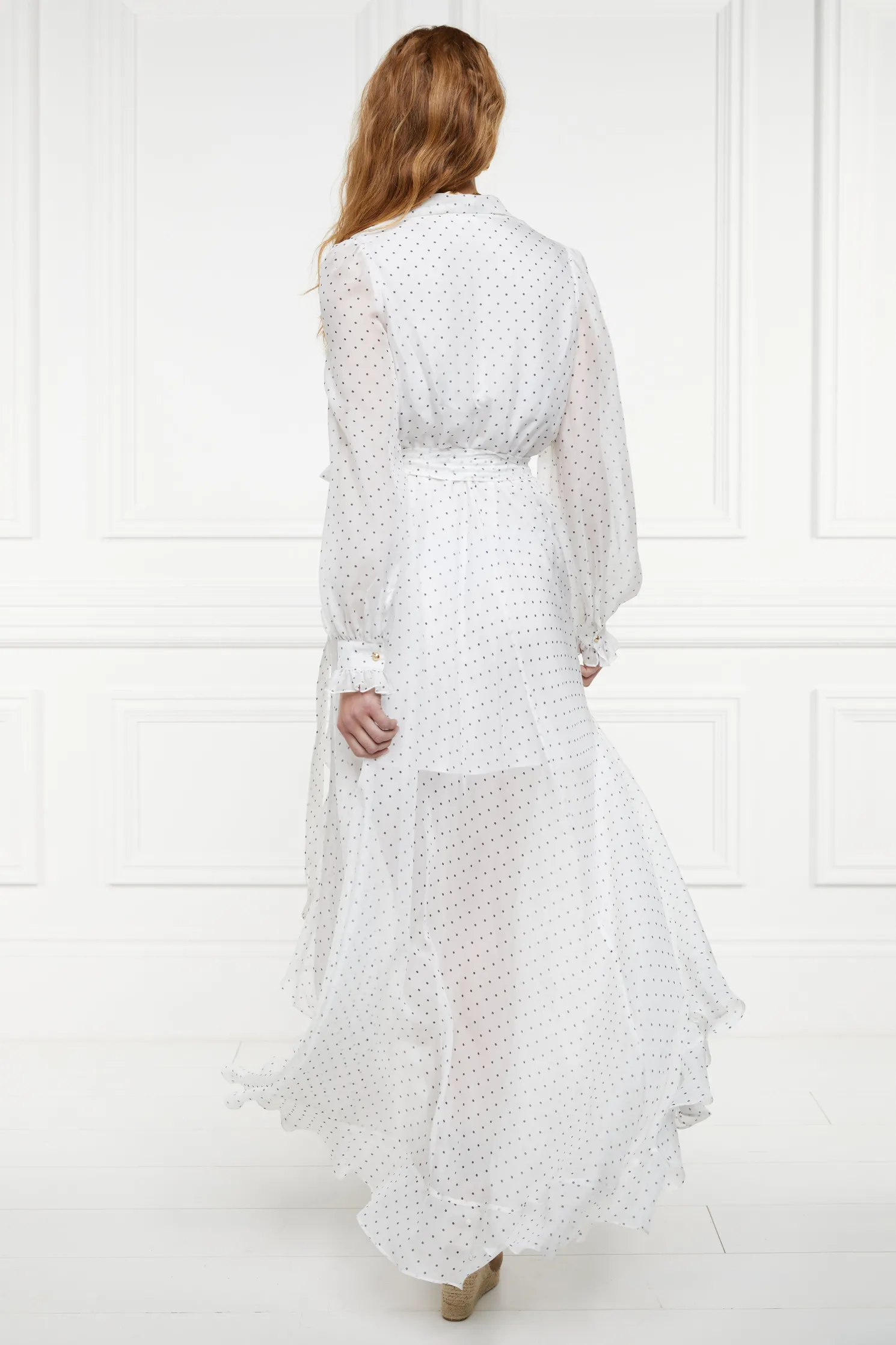 Ellisa Maxi Dress (Ecru Polka Dot)