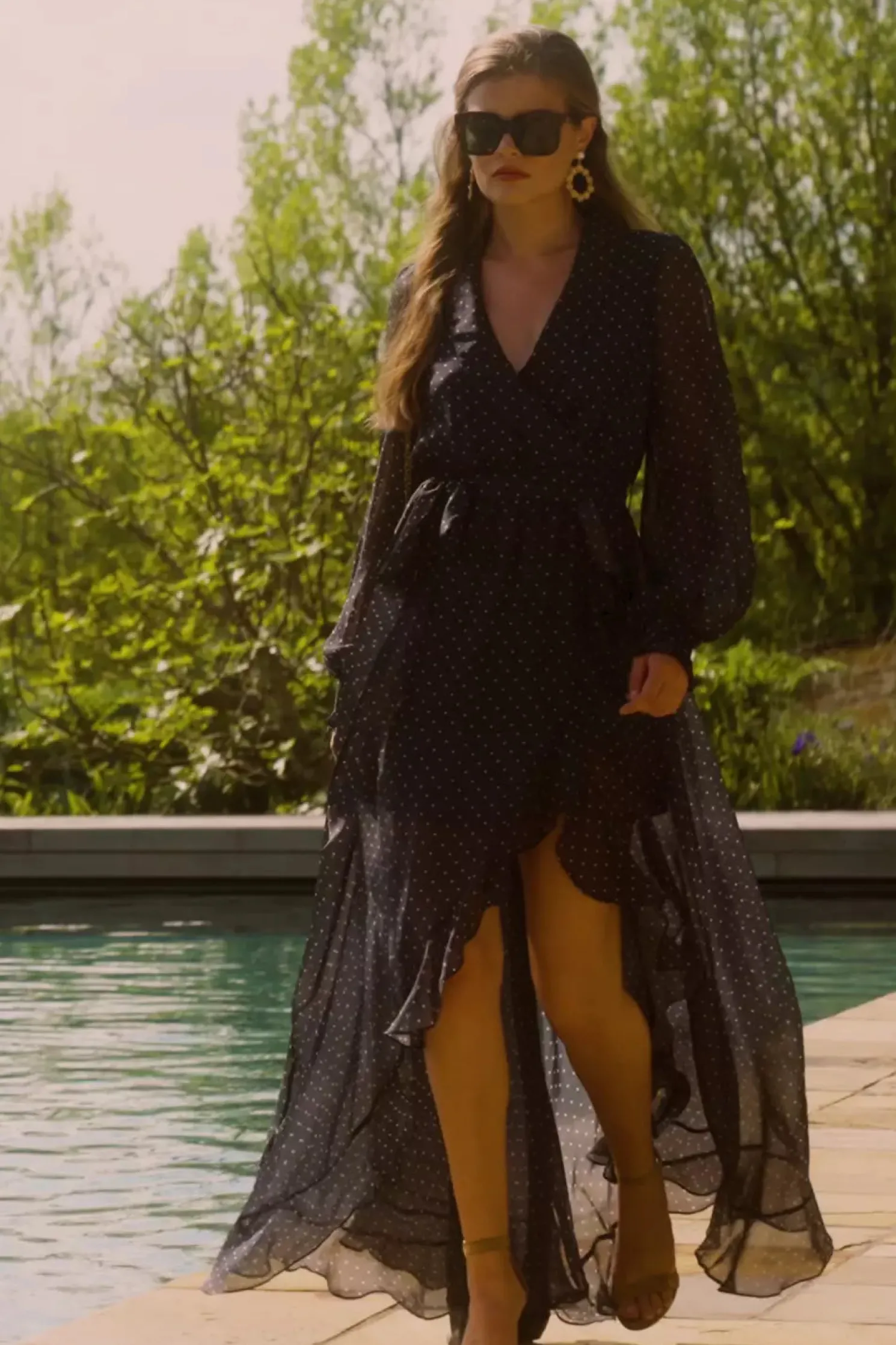 Ellisa Maxi Dress (Navy Polka Dot)