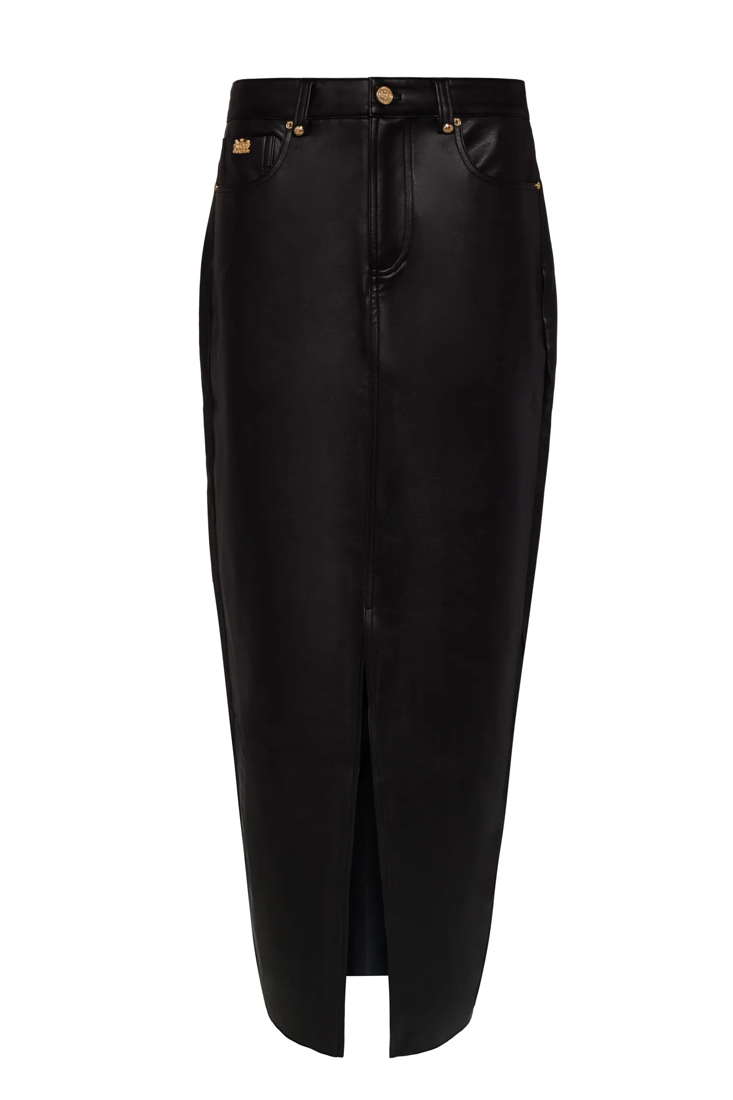 Faux Leather Maxi Skirt (Black)