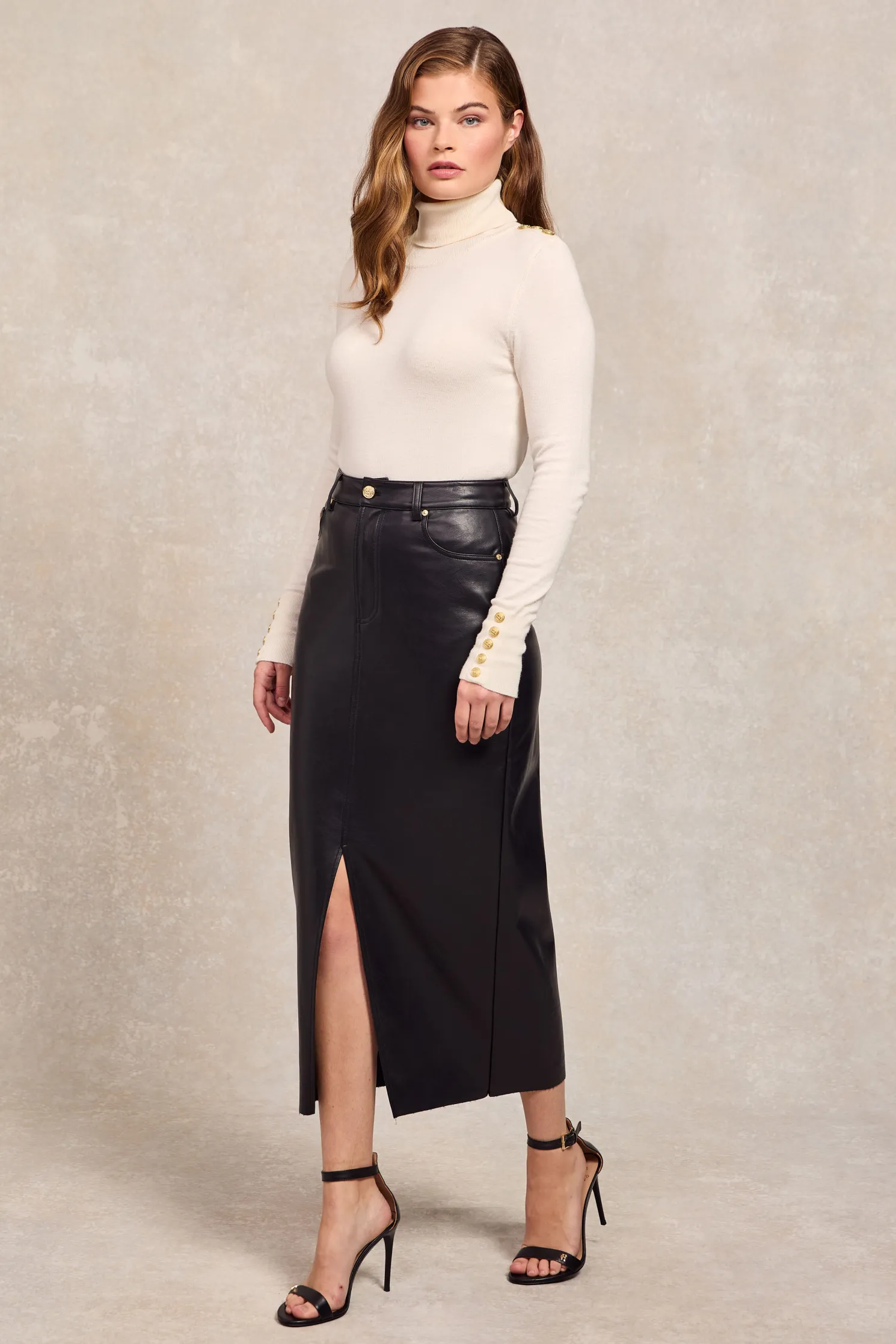 Faux Leather Maxi Skirt (Black)