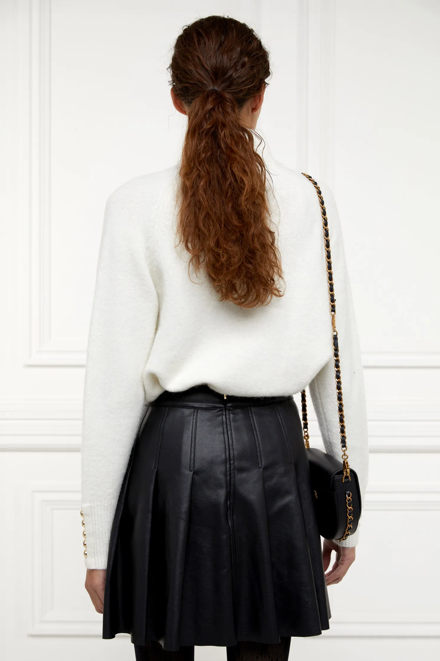 Faux Leather Pleated Mini Skirt (Black)